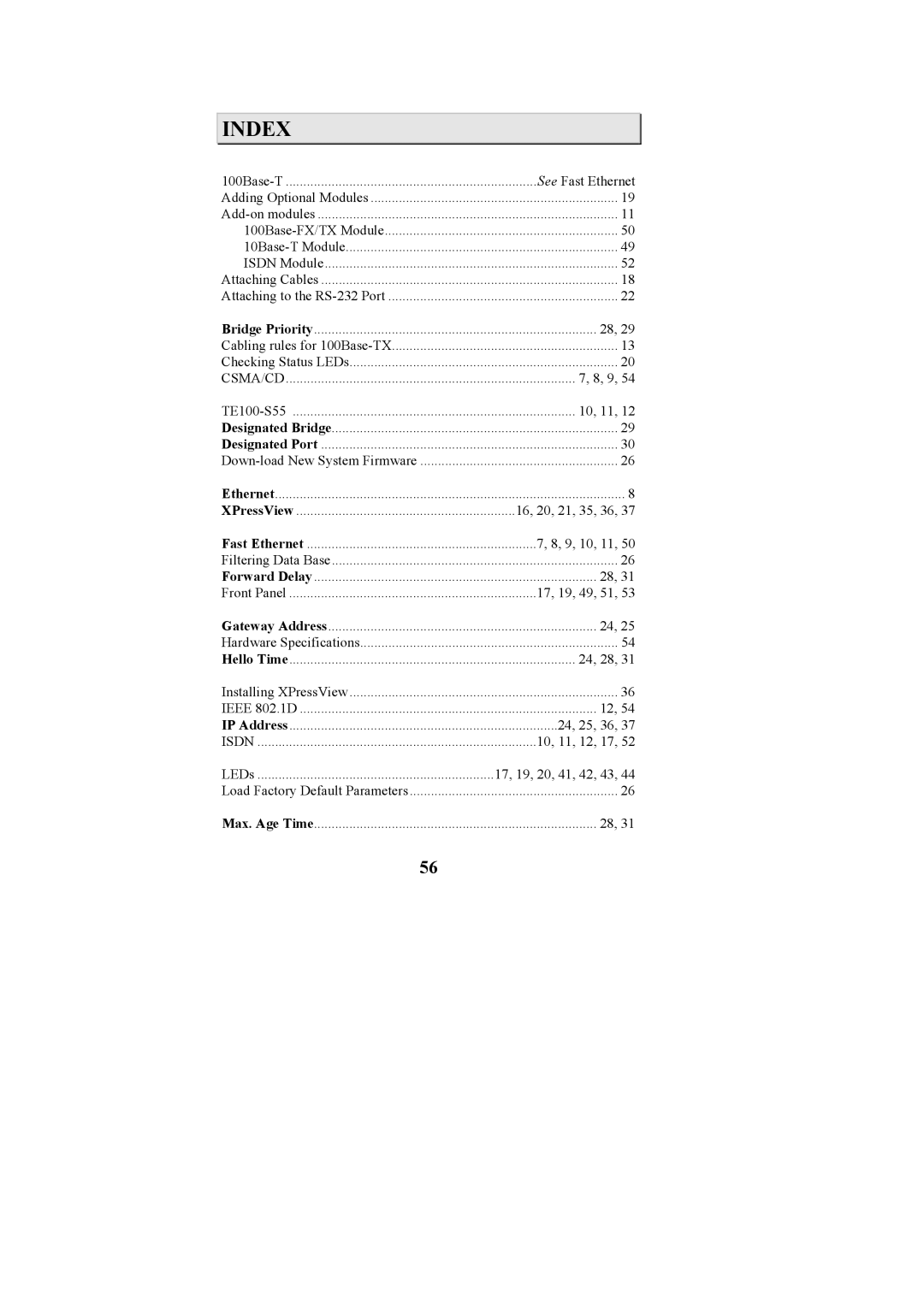 Cables to Go TE100-S55 manual Index 