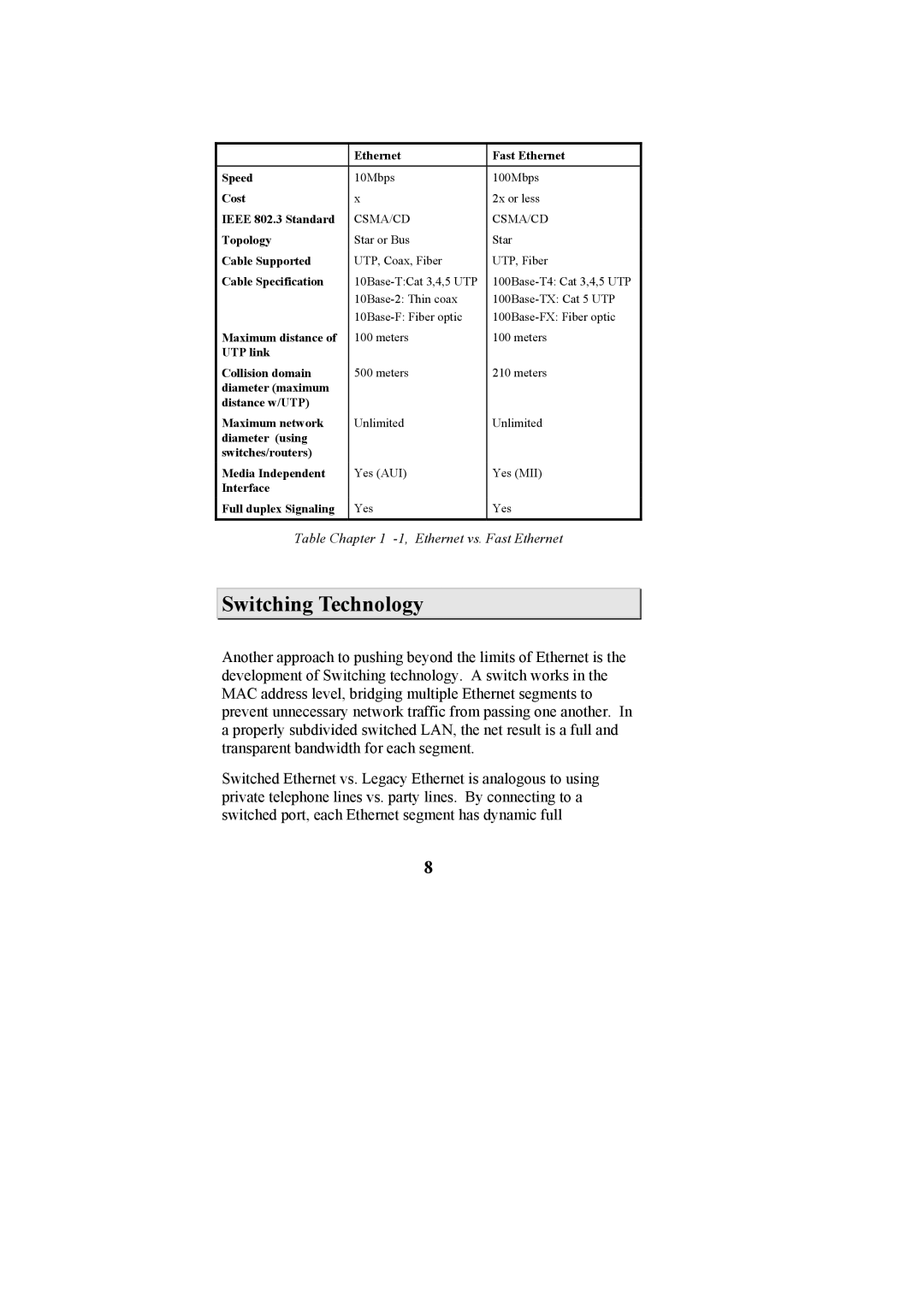 Cables to Go TE100-S55 manual Switching Technology, Cable Specification 