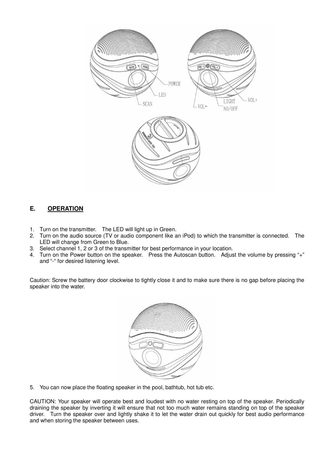 Cables Unlimited SPK-POOL manual Operation 