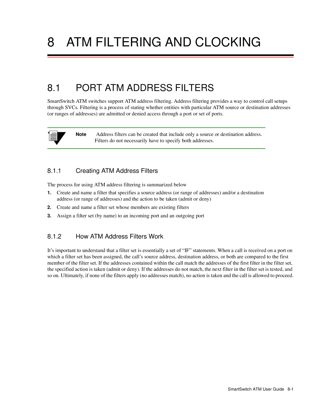 Cabletron Systems 04-0053-01 manual ATM Filtering and Clocking, Port ATM Address Filters, Creating ATM Address Filters 