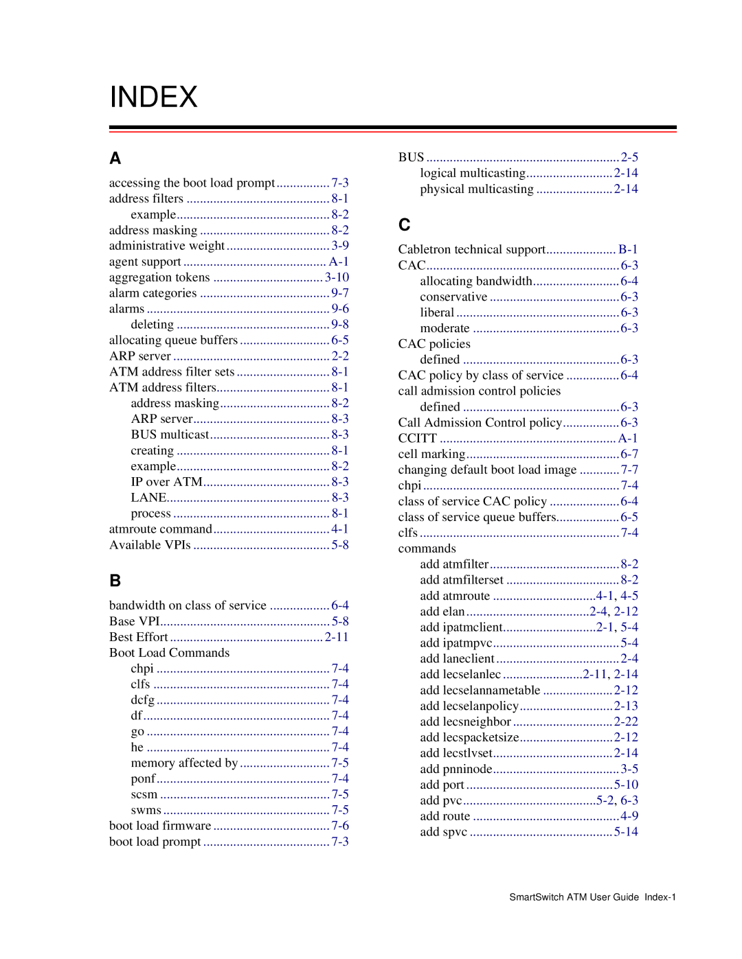 Cabletron Systems 04-0053-01 manual Index, Accessing the boot load prompt 