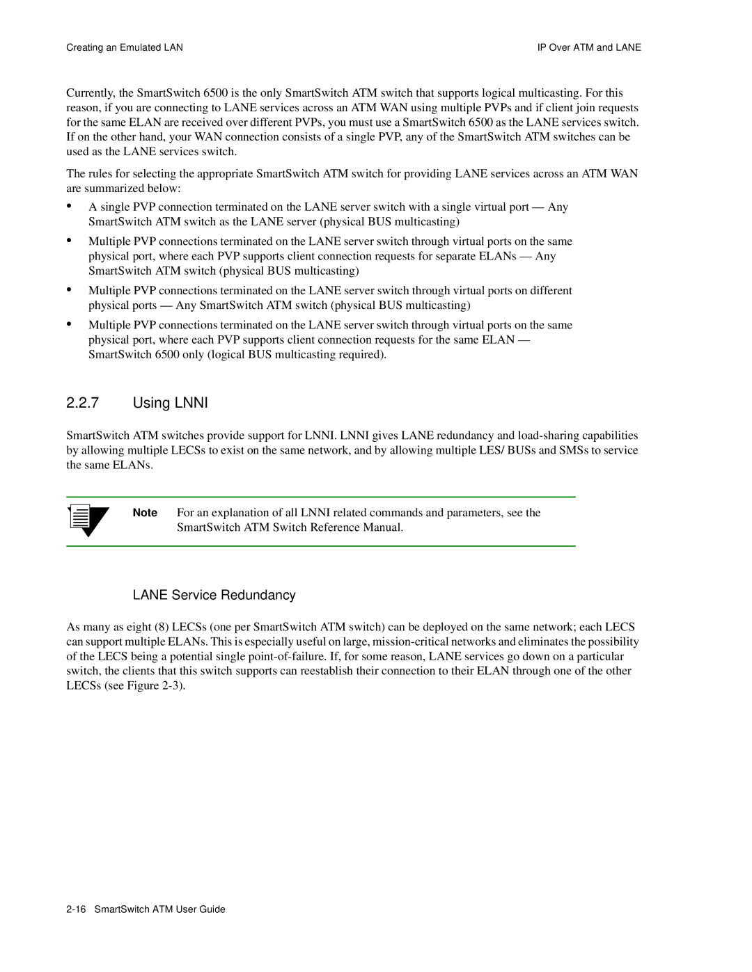 Cabletron Systems 04-0053-01 manual Using Lnni, Lane Service Redundancy 