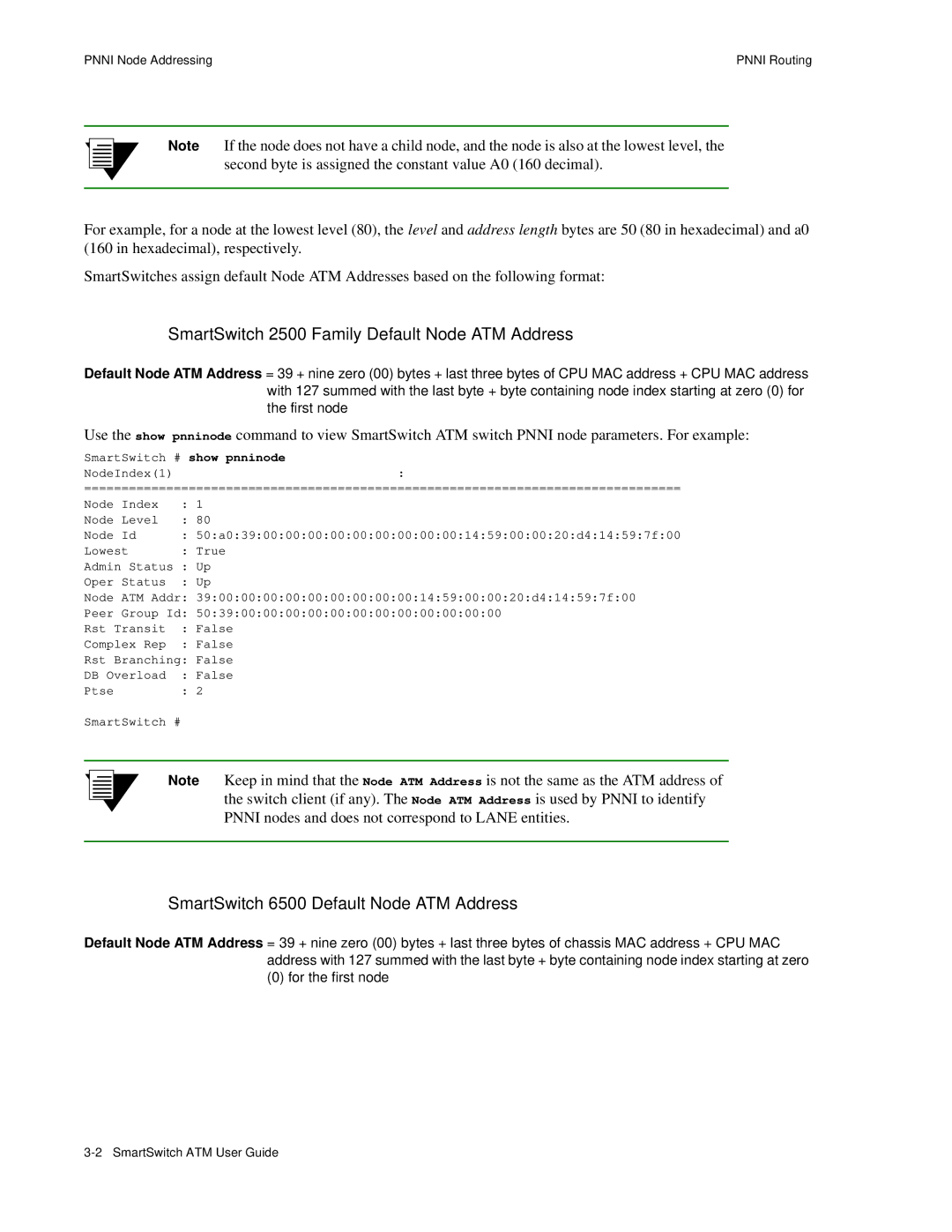 Cabletron Systems 04-0053-01 SmartSwitch 2500 Family Default Node ATM Address, SmartSwitch 6500 Default Node ATM Address 