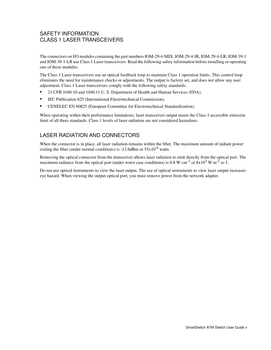 Cabletron Systems 04-0053-01 manual Safety Information Class 1 Laser Transceivers 