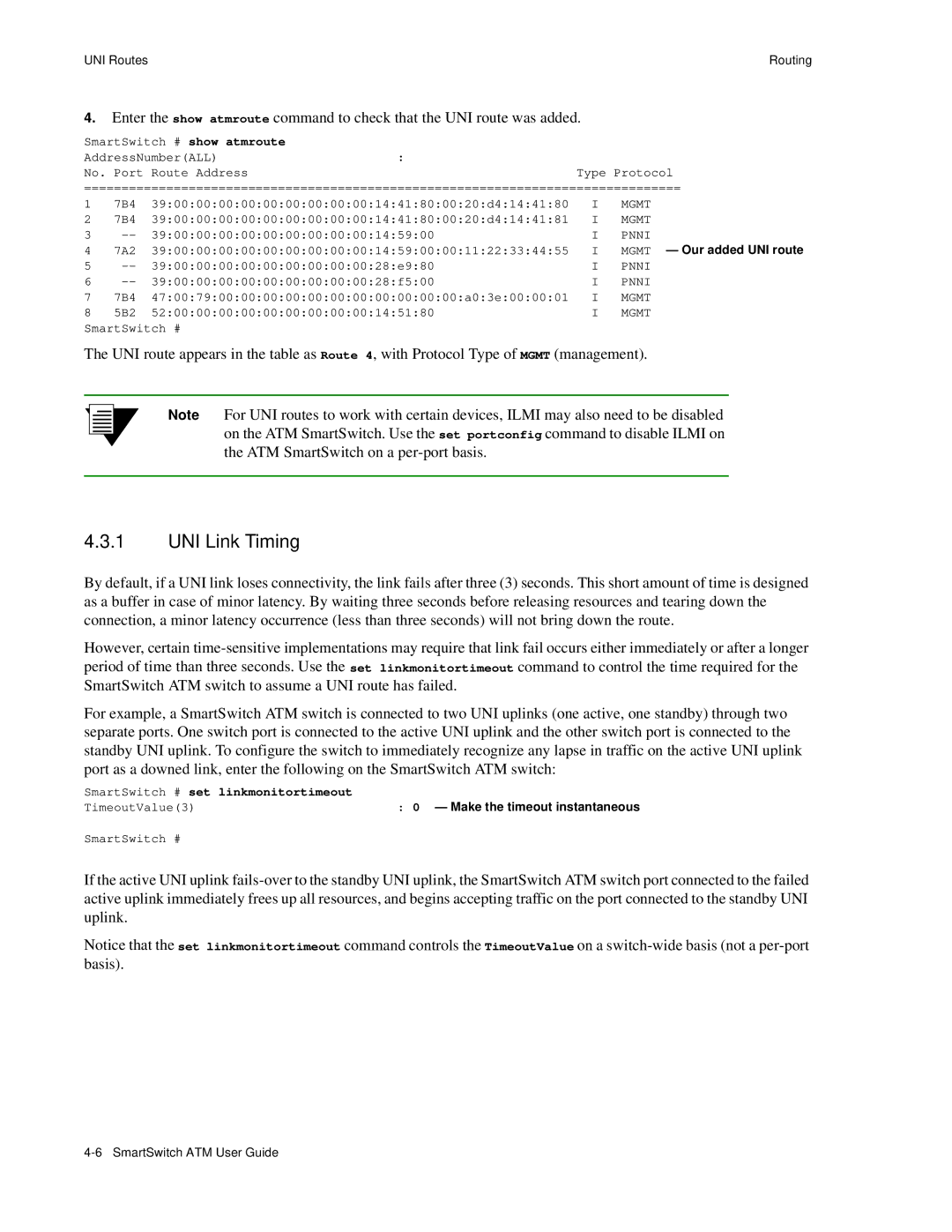 Cabletron Systems 04-0053-01 manual UNI Link Timing, SmartSwitch # set linkmonitortimeout 