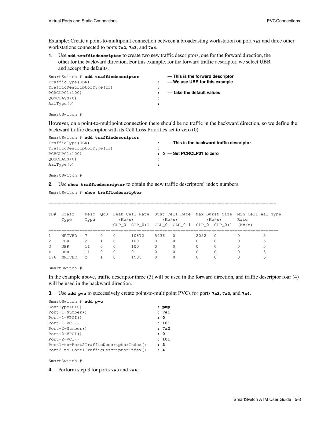 Cabletron Systems 04-0053-01 manual Perform for ports 7a3 and 7a4, Take the default values, Set PCRCLP01 to zero 