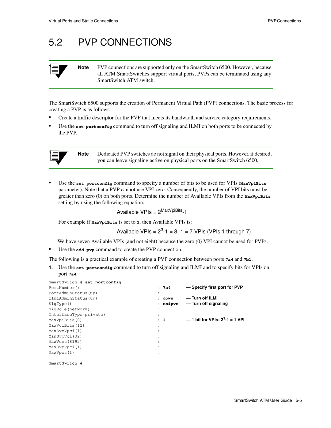 Cabletron Systems 04-0053-01 manual PVP Connections, Turn off Ilmi, Turn off signaling 