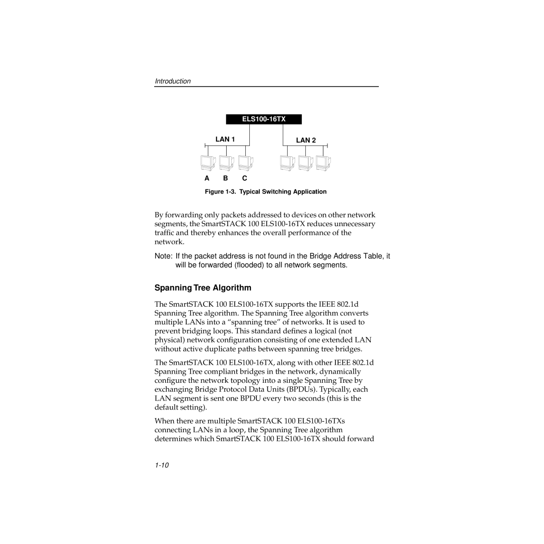 Cabletron Systems 100 manual Spanning Tree Algorithm, Typical Switching Application 