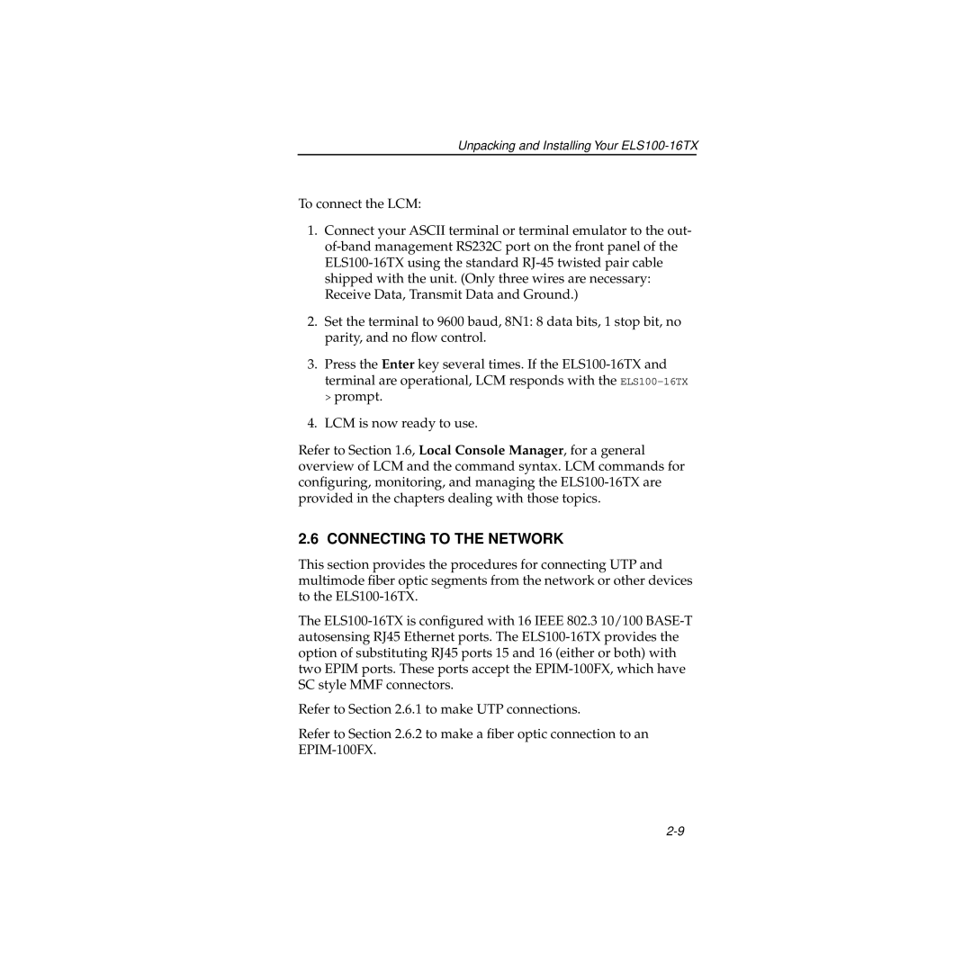 Cabletron Systems 100 manual Connecting to the Network 