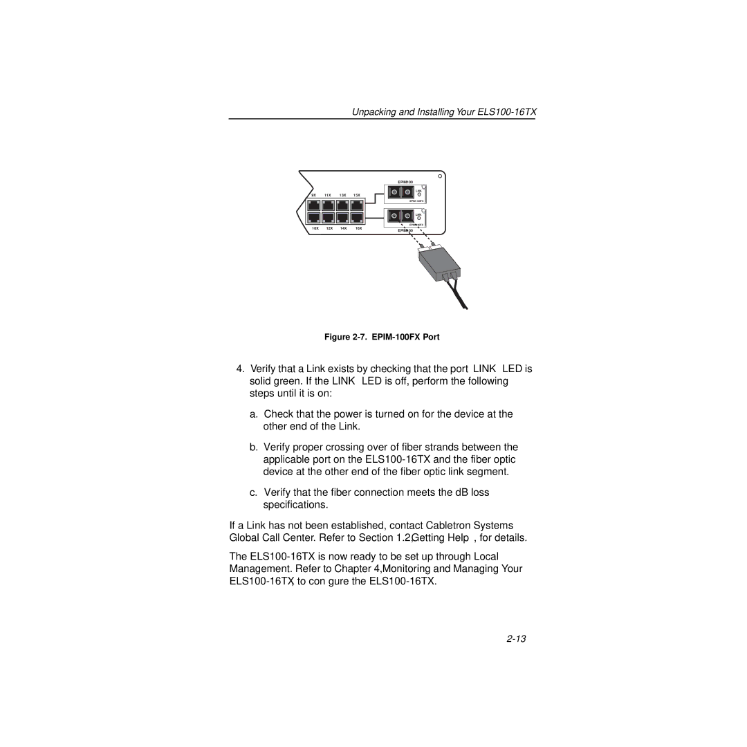 Cabletron Systems manual EPIM-100FX Port 