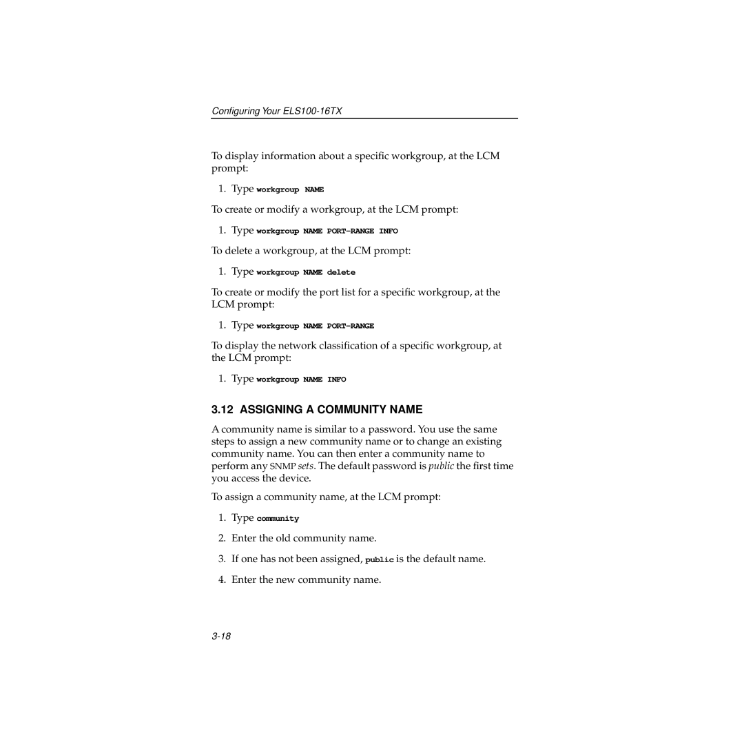 Cabletron Systems 100 manual Assigning a Community Name 