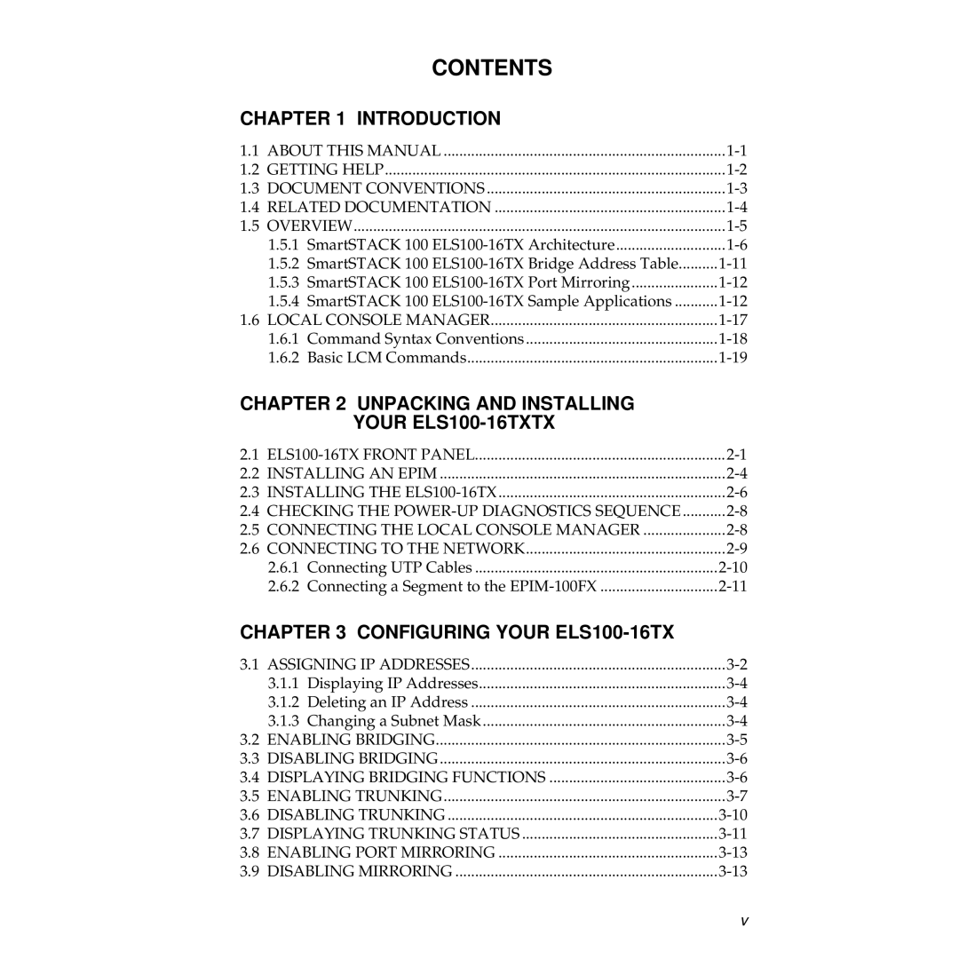 Cabletron Systems 100 manual Contents 