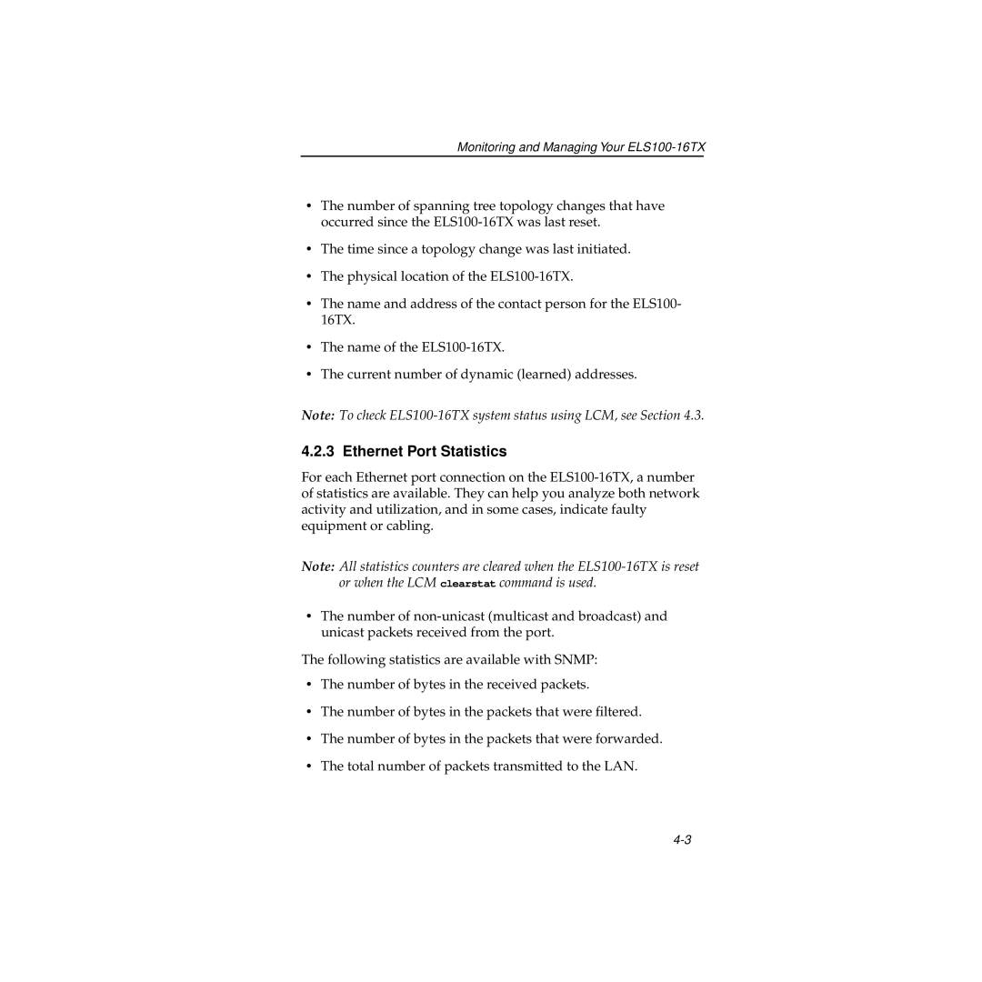 Cabletron Systems 100 manual Ethernet Port Statistics 