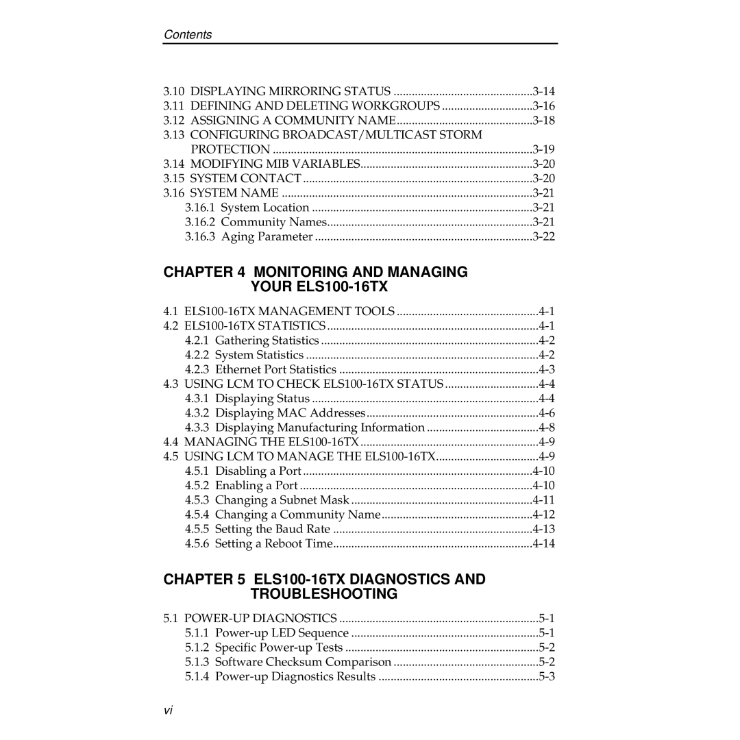 Cabletron Systems manual Monitoring and Managing Your ELS100-16TX, ELS100-16TX Diagnostics Troubleshooting 