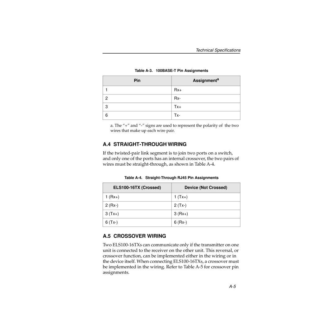 Cabletron Systems 100 manual STRAIGHT-THROUGH Wiring, Crossover Wiring 