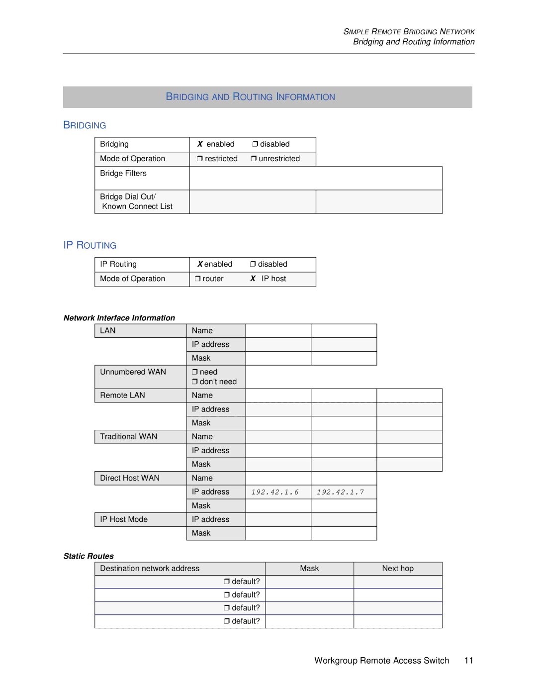 Cabletron Systems 1200, 1000 manual Bridging and Routing Information, IP Routing 