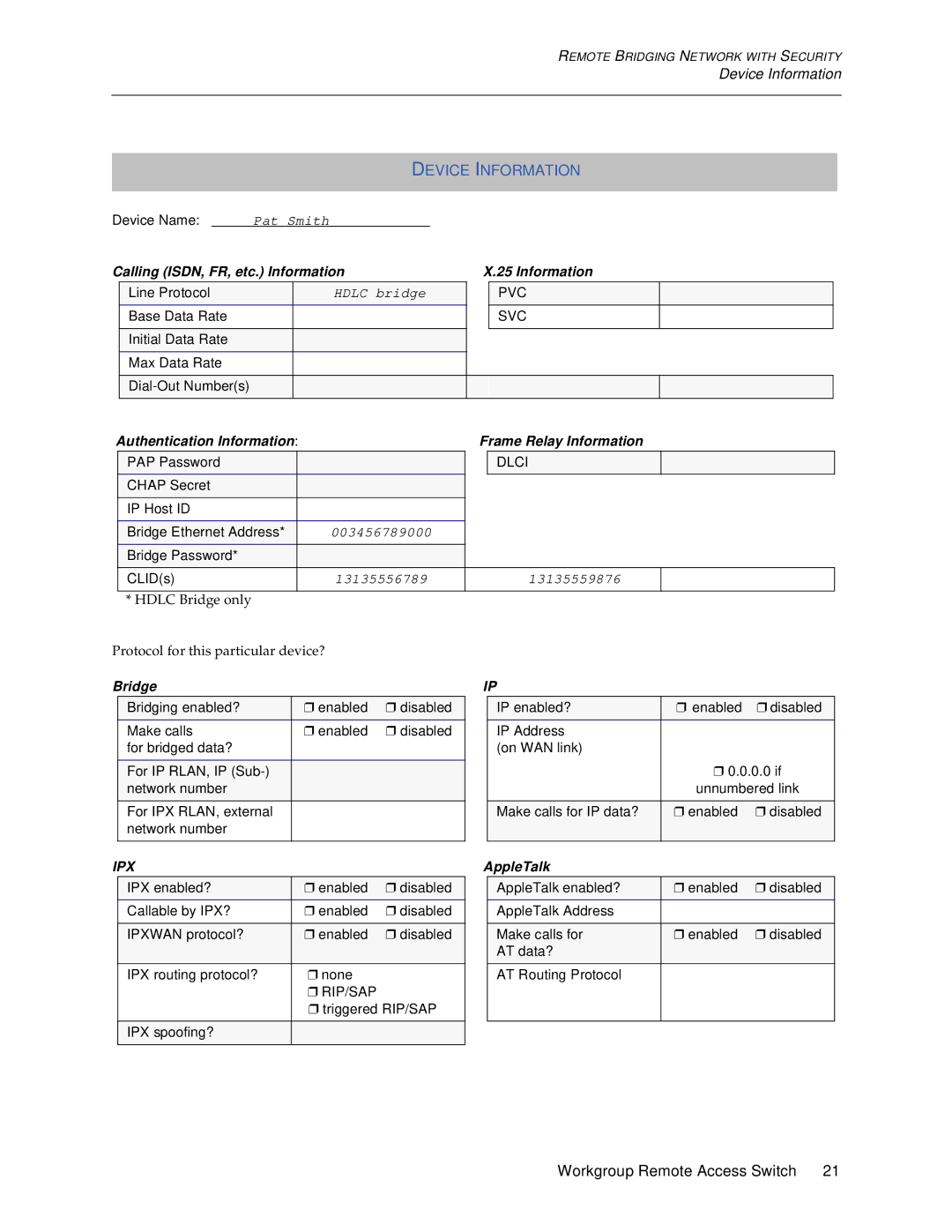 Cabletron Systems 1200, 1000 manual Pat Smith 