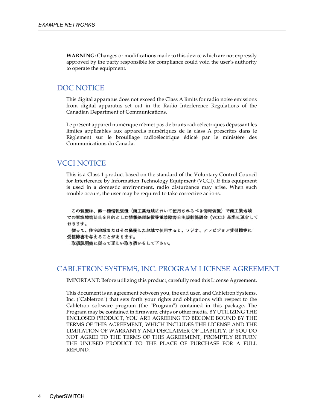 Cabletron Systems 1000, 1200 manual DOC Notice 