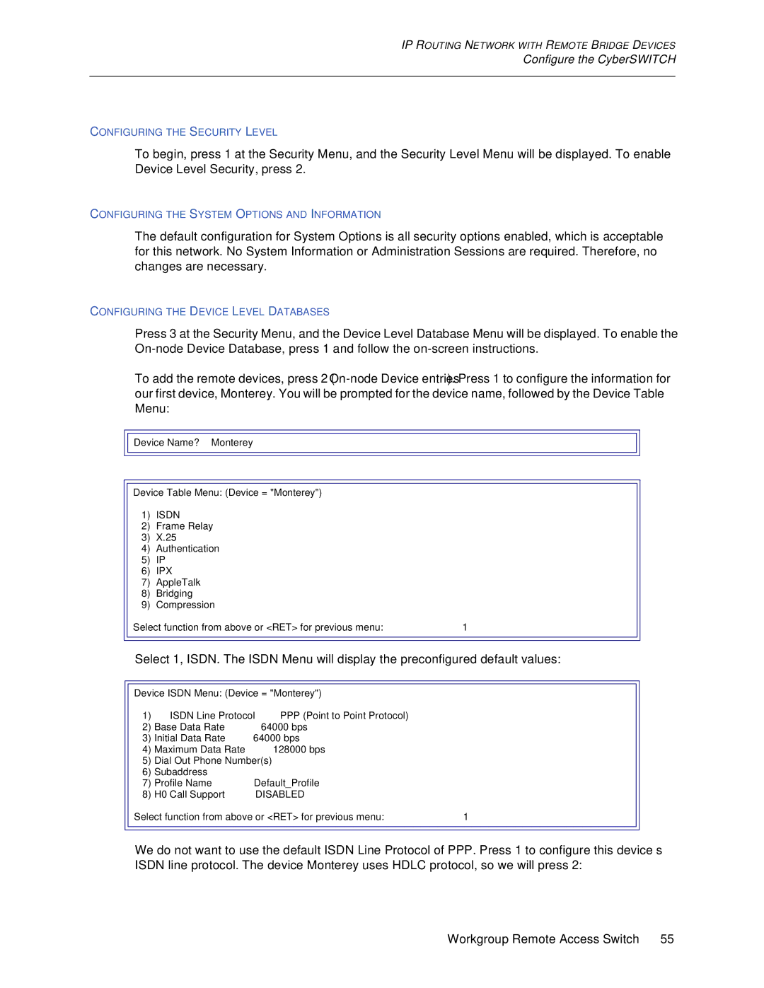 Cabletron Systems 1200, 1000 manual Device Name? Monterey Device Table Menu Device = Monterey 