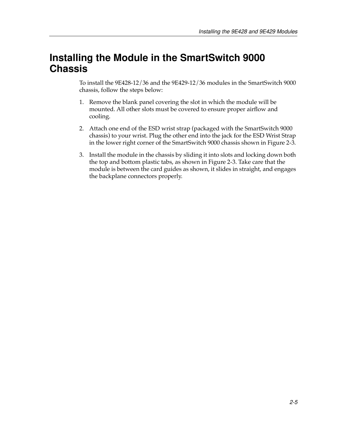 Cabletron Systems 12 manual Installing the Module in the SmartSwitch 9000 Chassis 