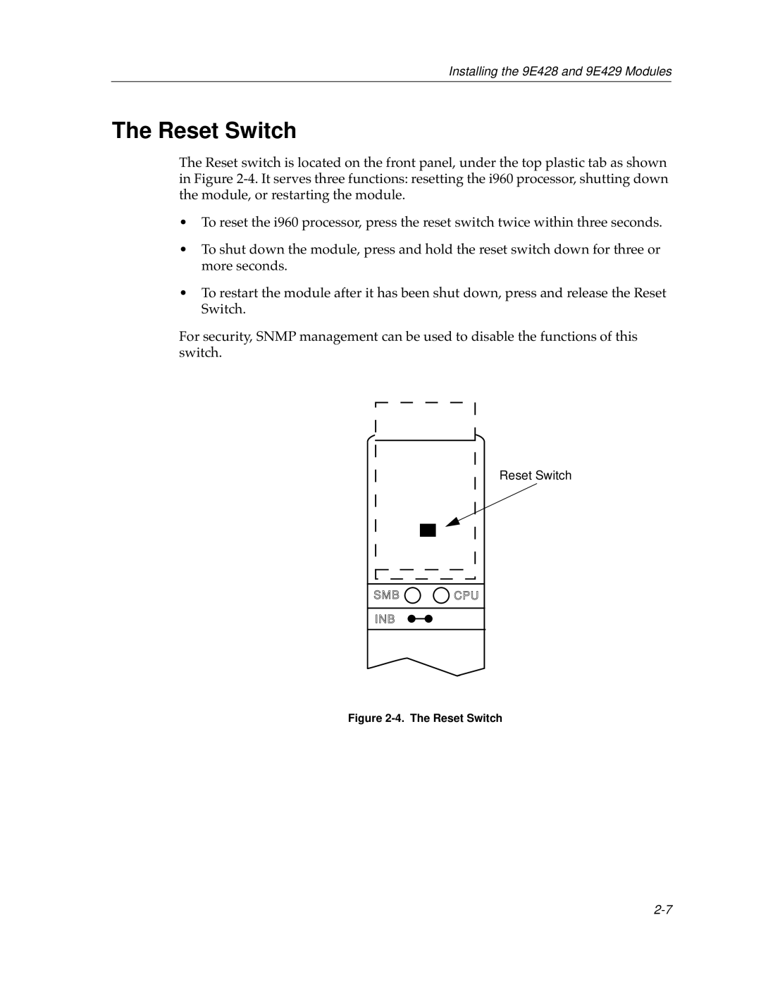 Cabletron Systems 12 manual Reset Switch 