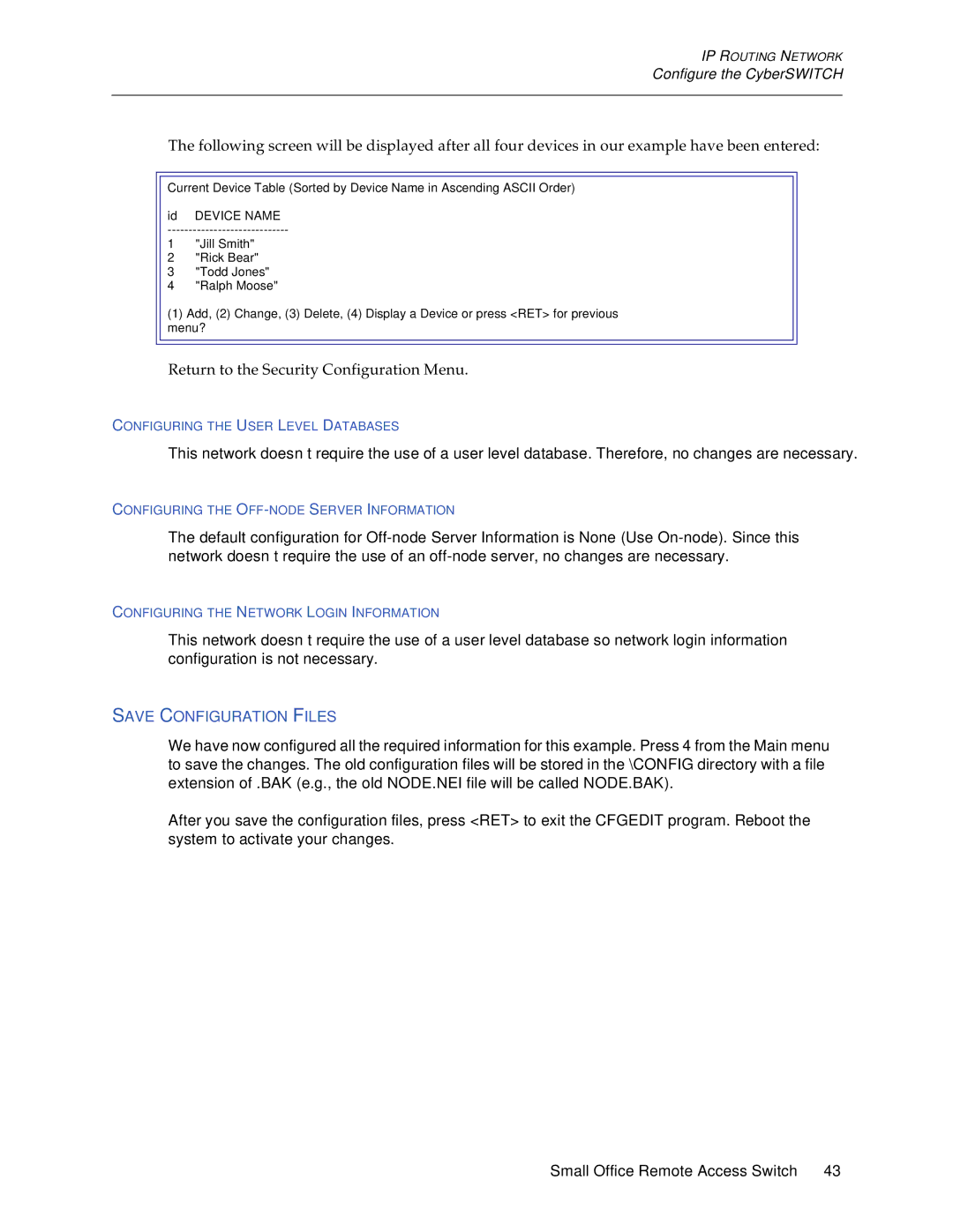 Cabletron Systems 150 manual Return to the Security Configuration Menu 