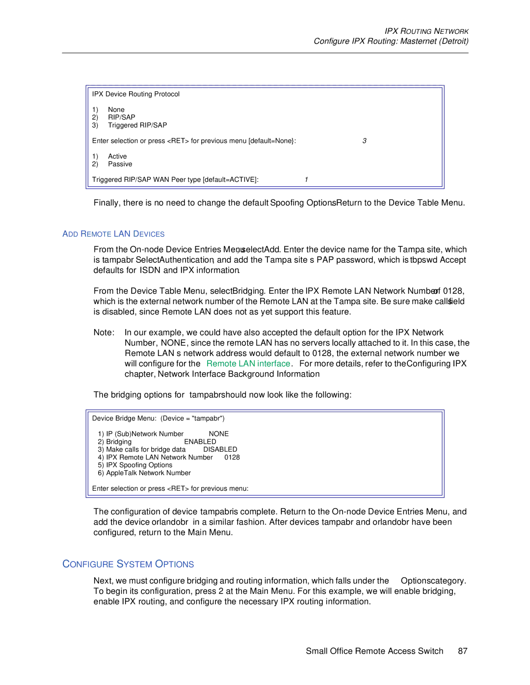 Cabletron Systems 150 manual Configure System Options, Rip/Sap 