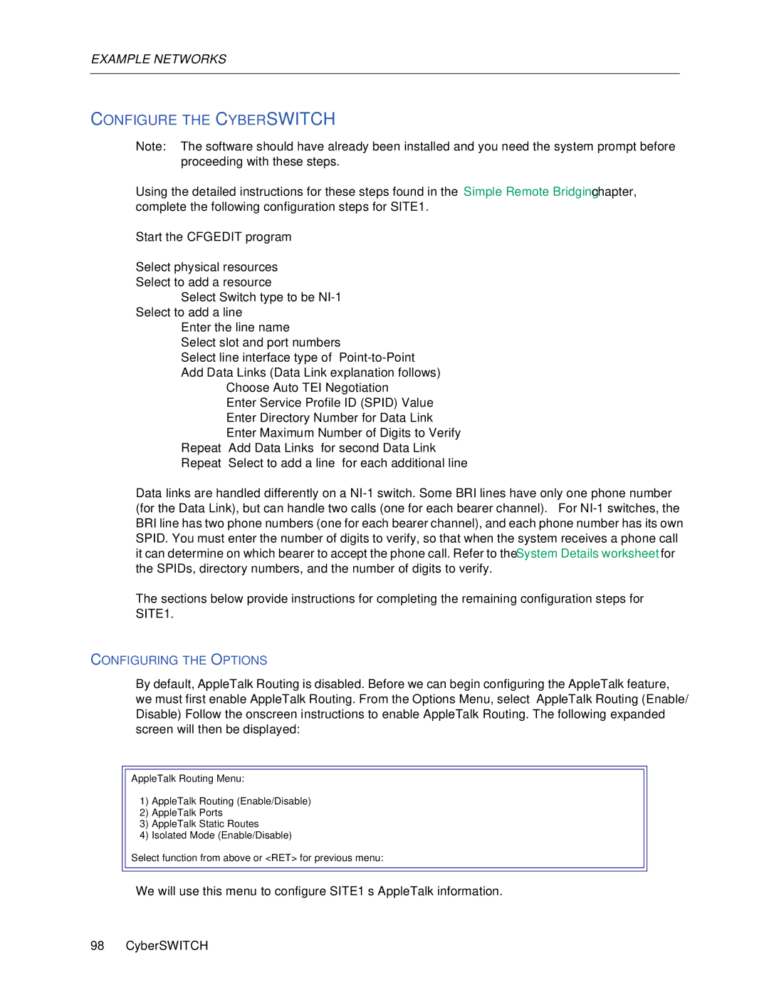 Cabletron Systems 150 manual Configure the Cyberswitch 