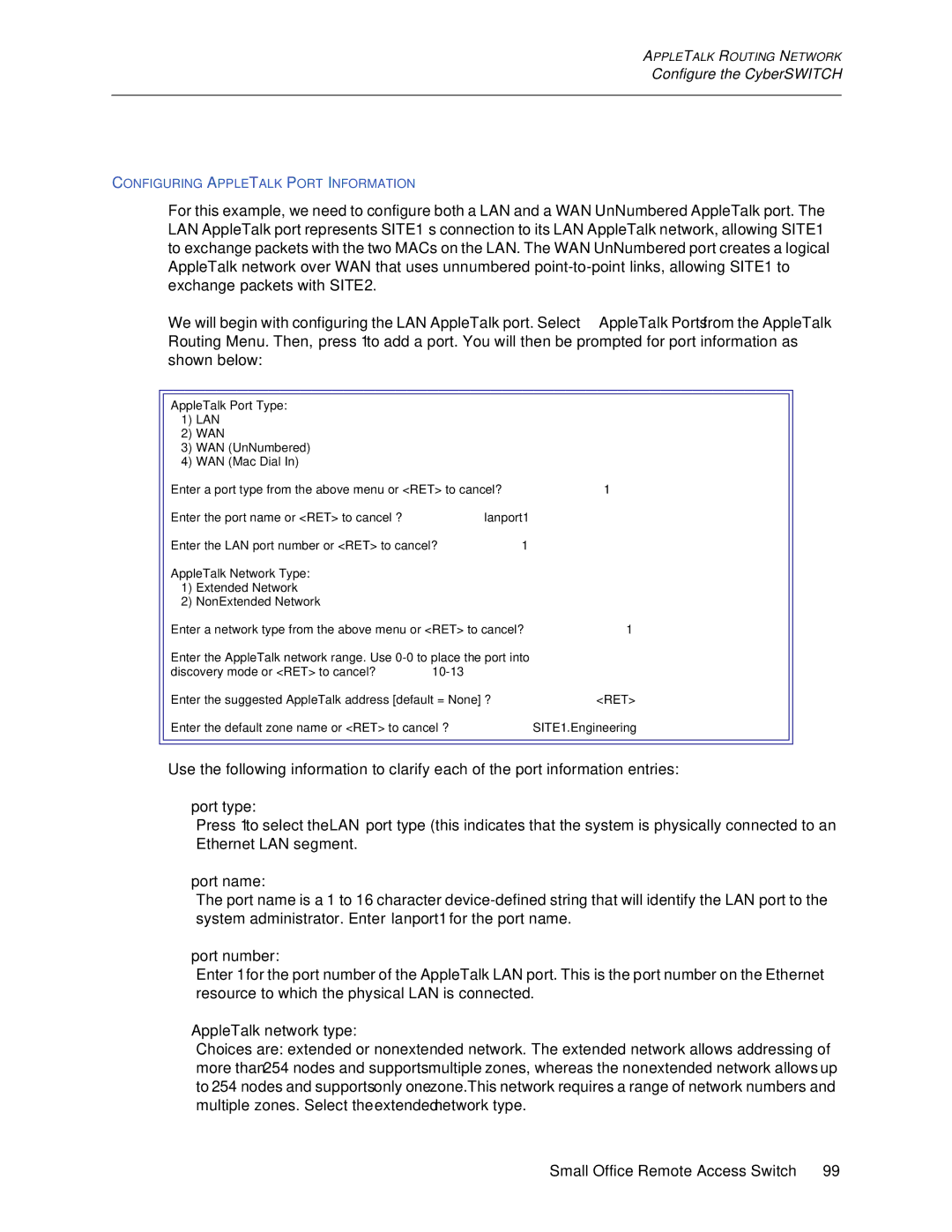 Cabletron Systems 150 manual Configuring Appletalk Port Information 