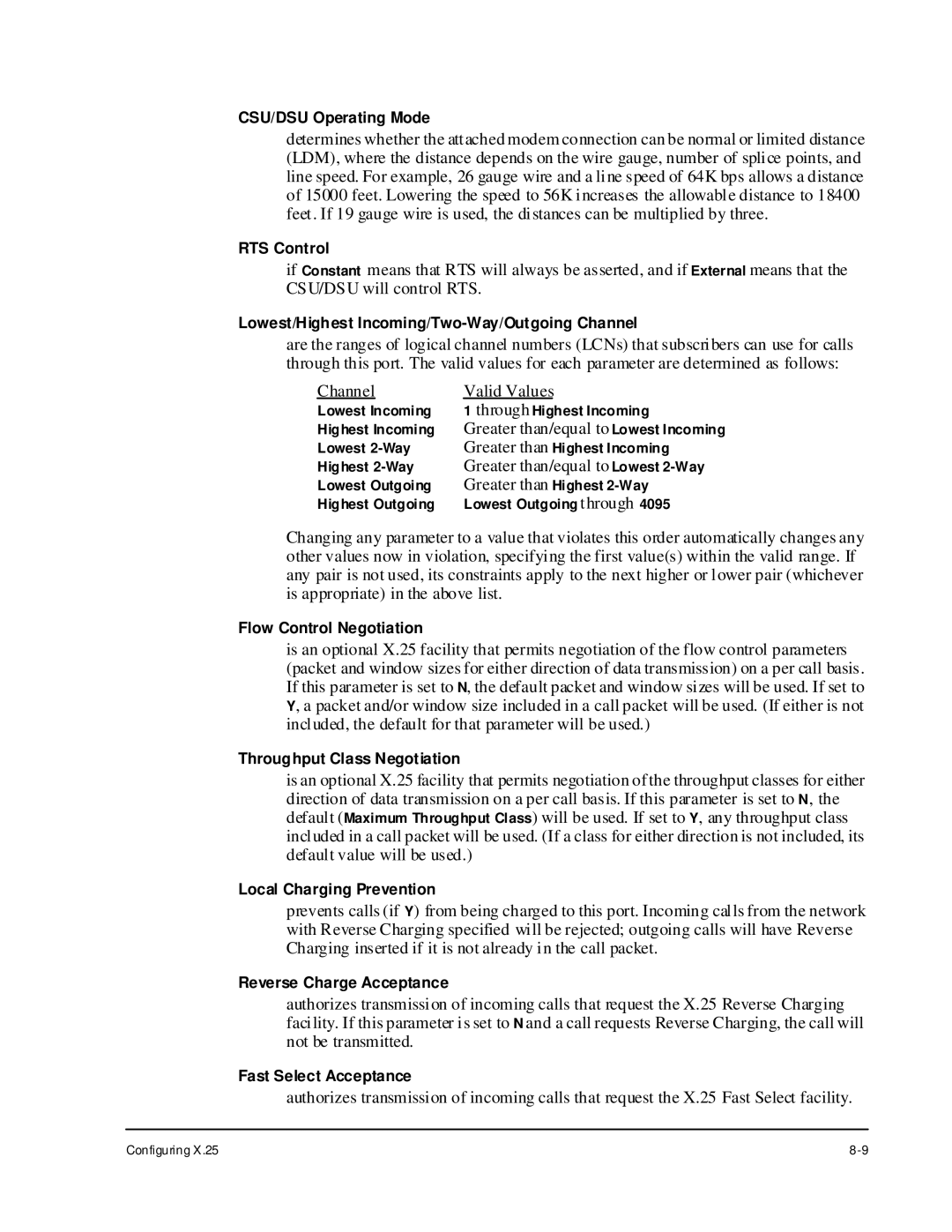 Cabletron Systems 1800 manual Channel Valid Values 