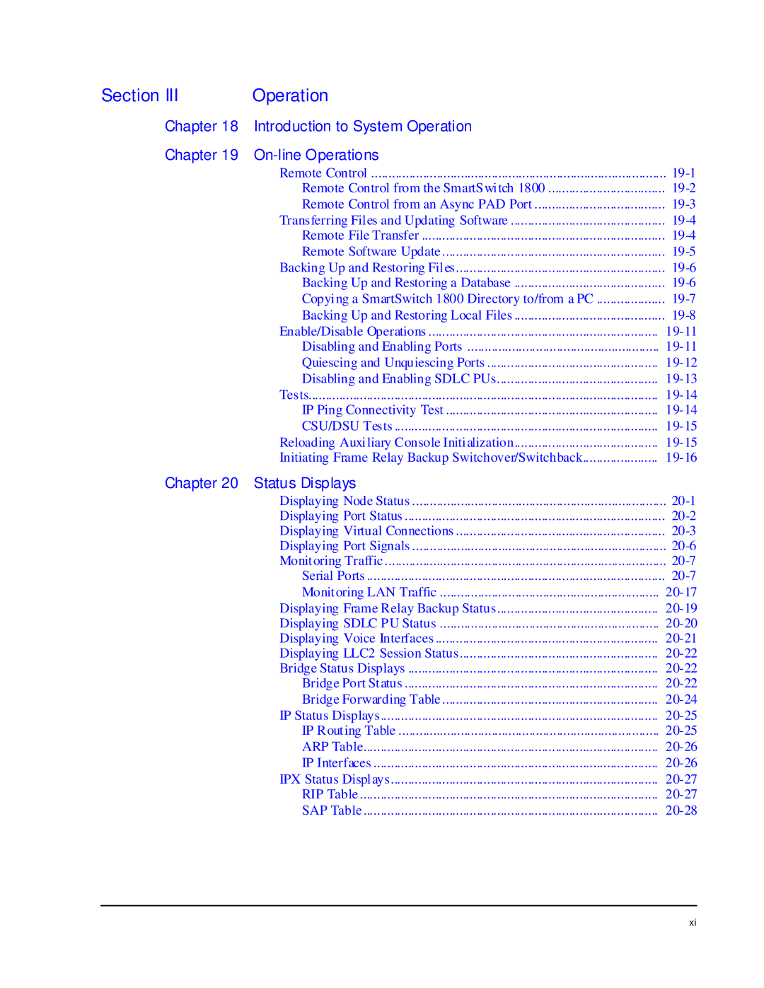 Cabletron Systems 1800 manual Section Operation 