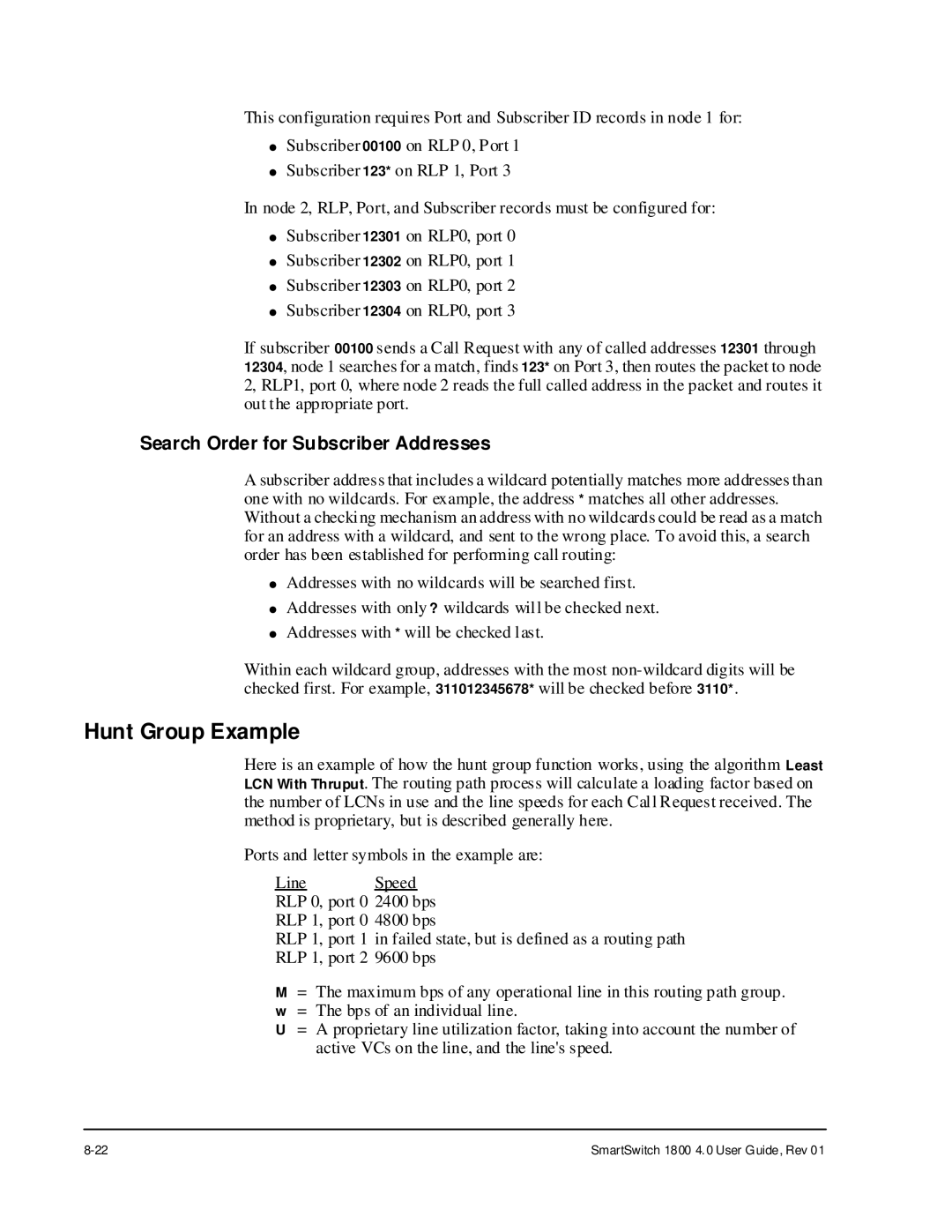 Cabletron Systems 1800 manual Hunt Group Example, Search Order for Subscriber Addresses 