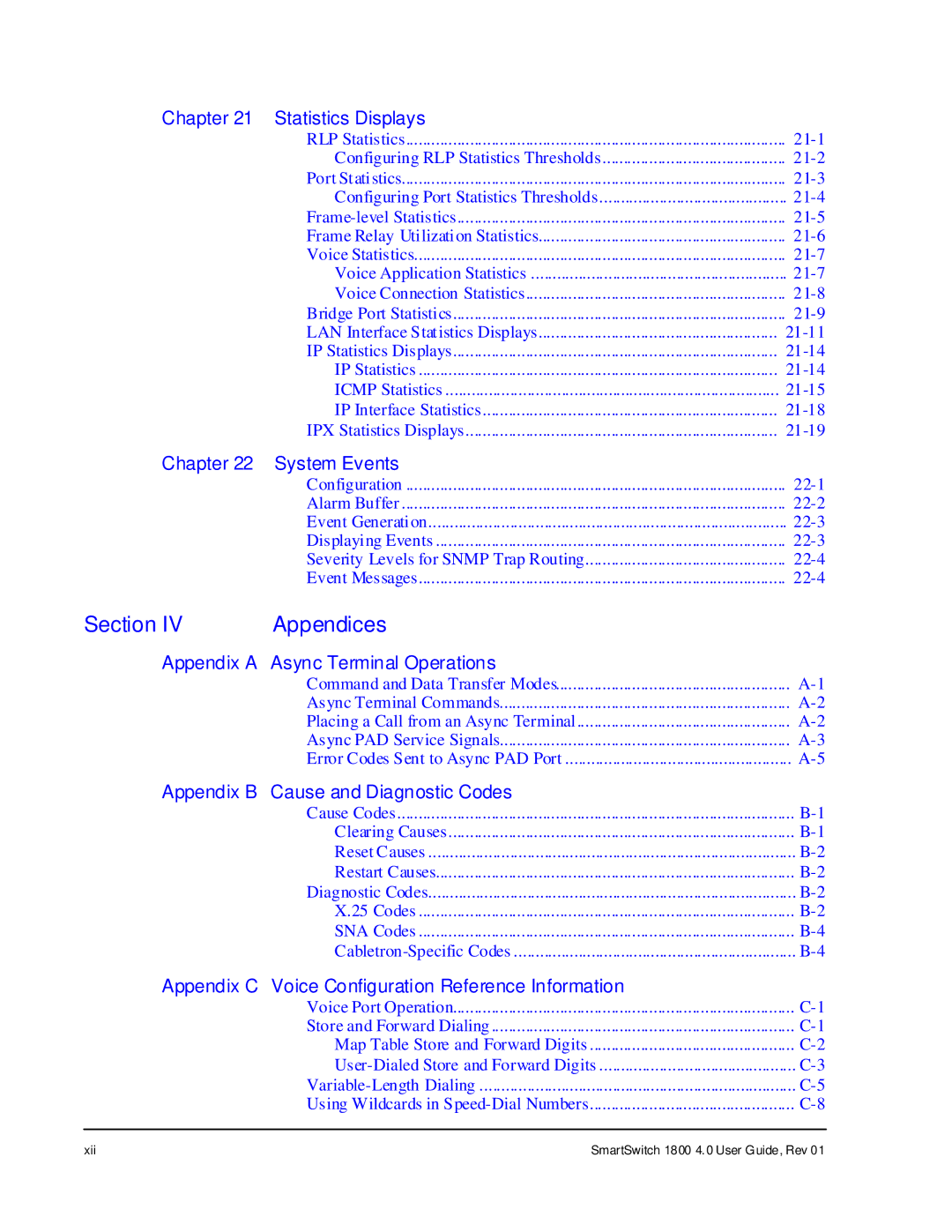 Cabletron Systems 1800 manual Section Appendices 