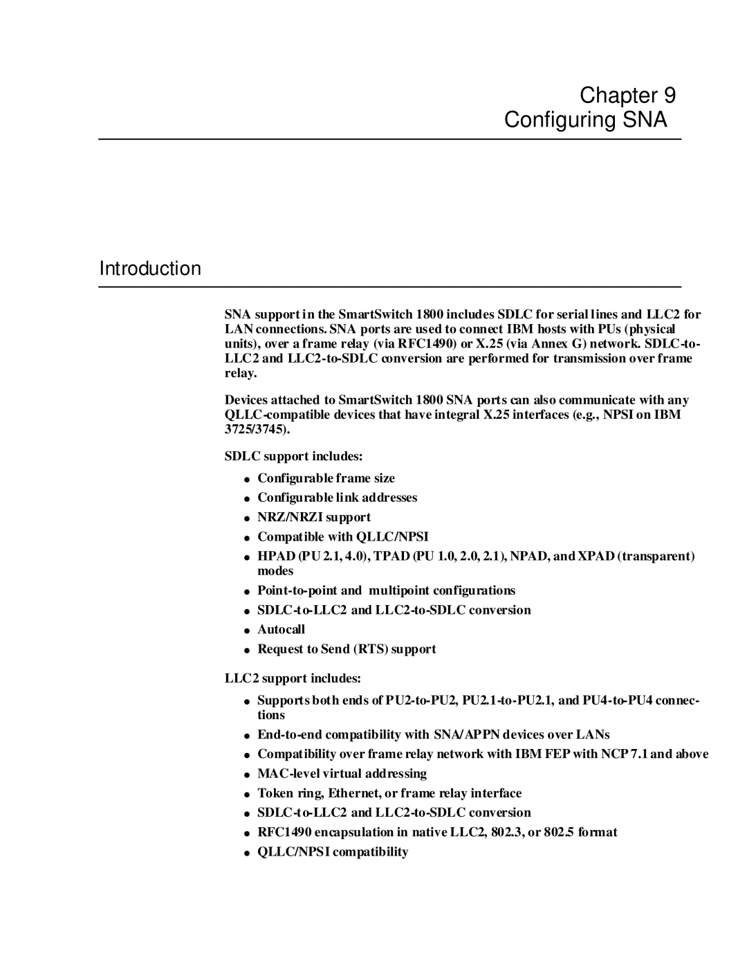 Cabletron Systems 1800 manual Chapter Configuring SNA, Introduction 