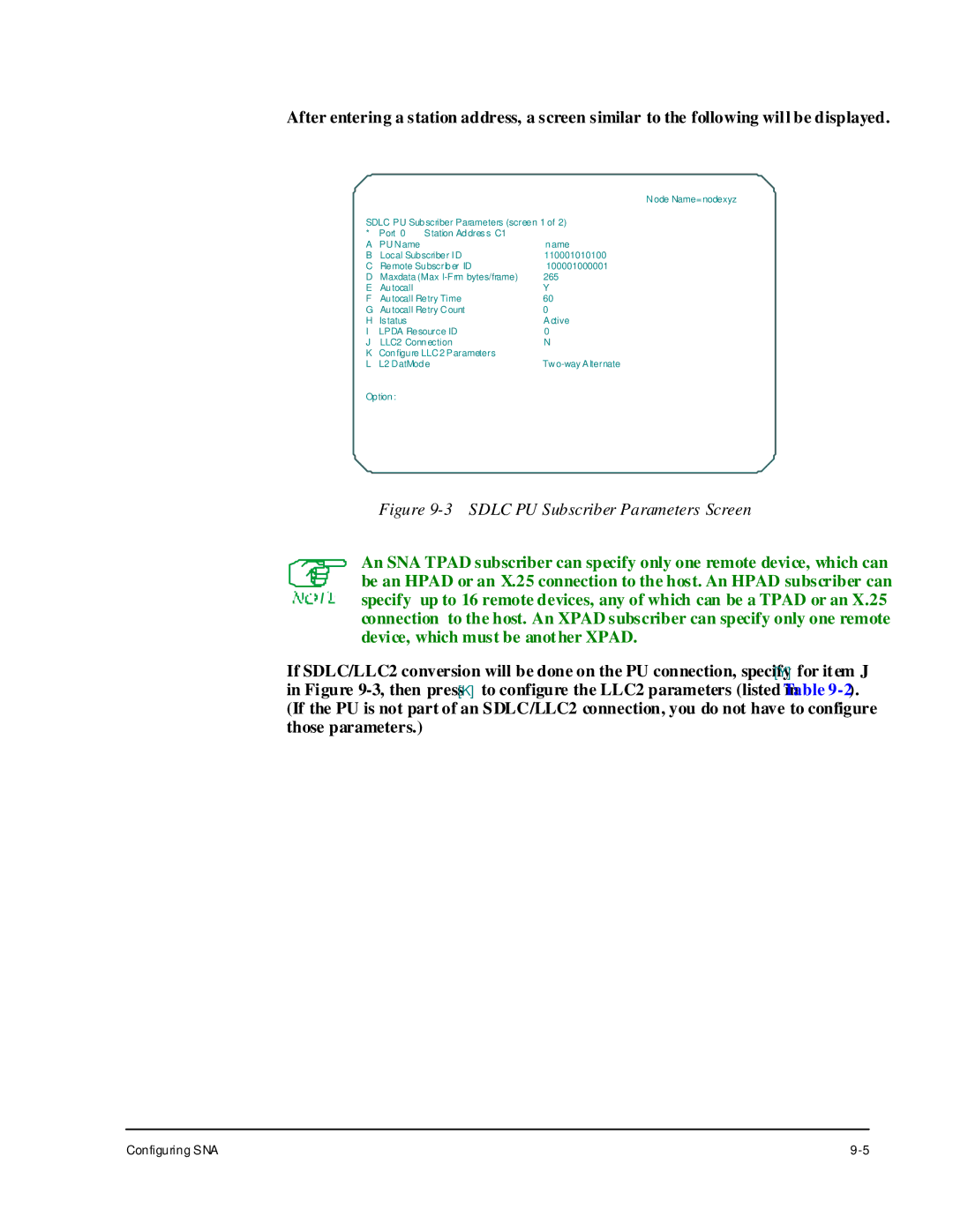 Cabletron Systems 1800 manual Sdlc PU Subscriber Parameters Screen 