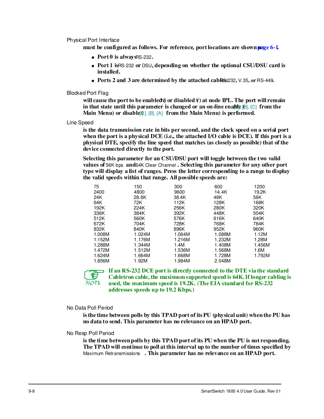 Cabletron Systems 1800 manual No Data Poll Period 