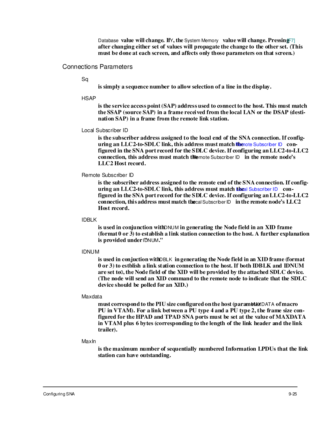 Cabletron Systems 1800 manual Connections Parameters 