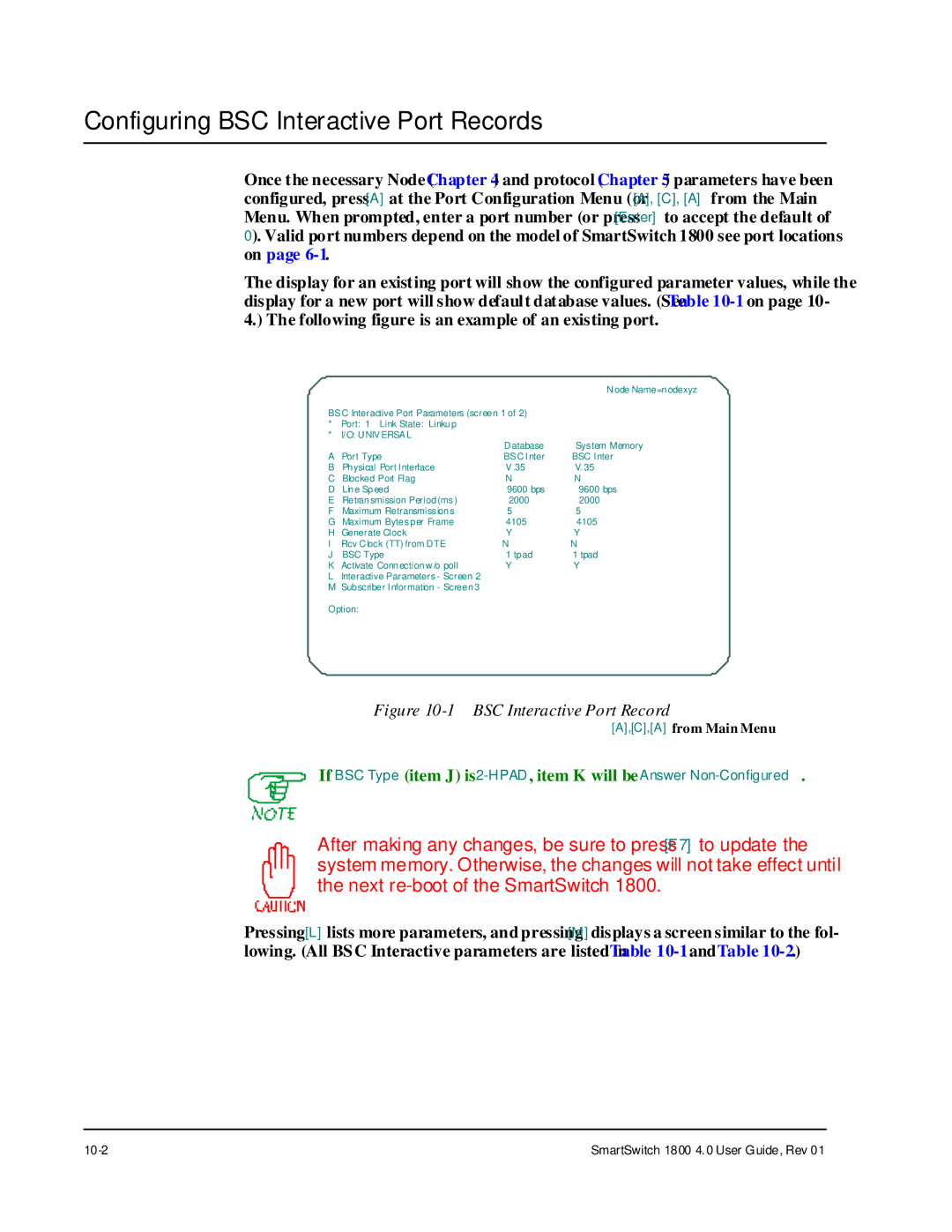 Cabletron Systems 1800 manual Configuring BSC Interactive Port Records 