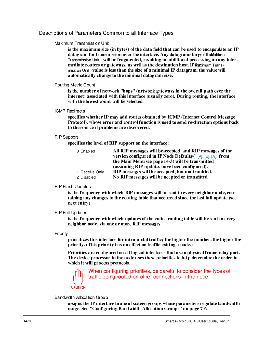 Cabletron Systems 1800 manual Descriptions of Parameters Common to all Interface Types 