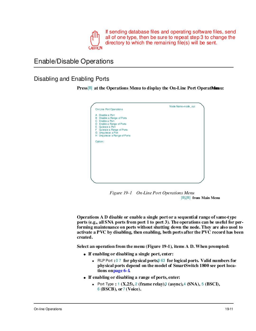 Cabletron Systems 1800 manual Enable/Disable Operations, Disabling and Enabling Ports 