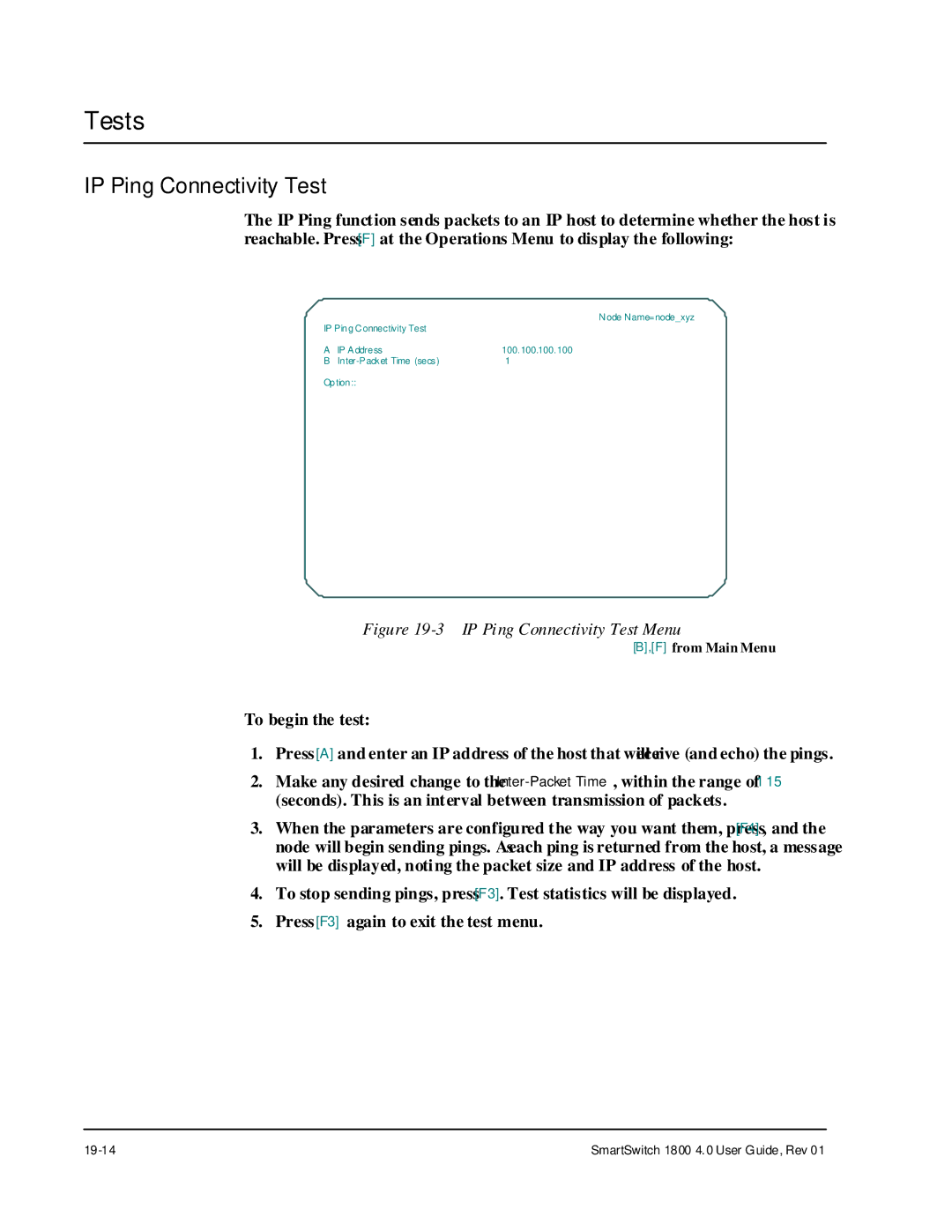 Cabletron Systems 1800 manual Tests, IP Ping Connectivity Test 