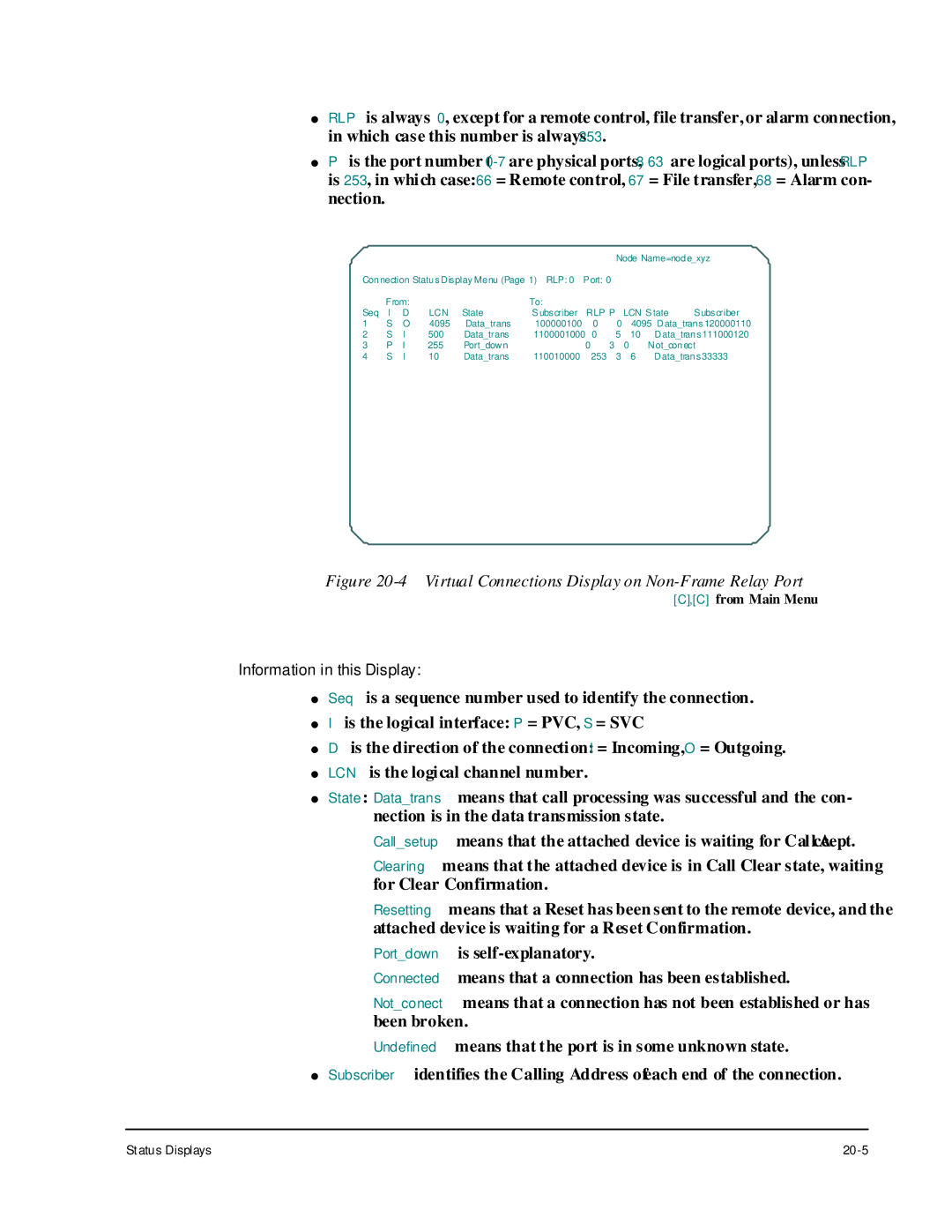 Cabletron Systems 1800 manual Virtual Connections Display on Non-Frame Relay Port 