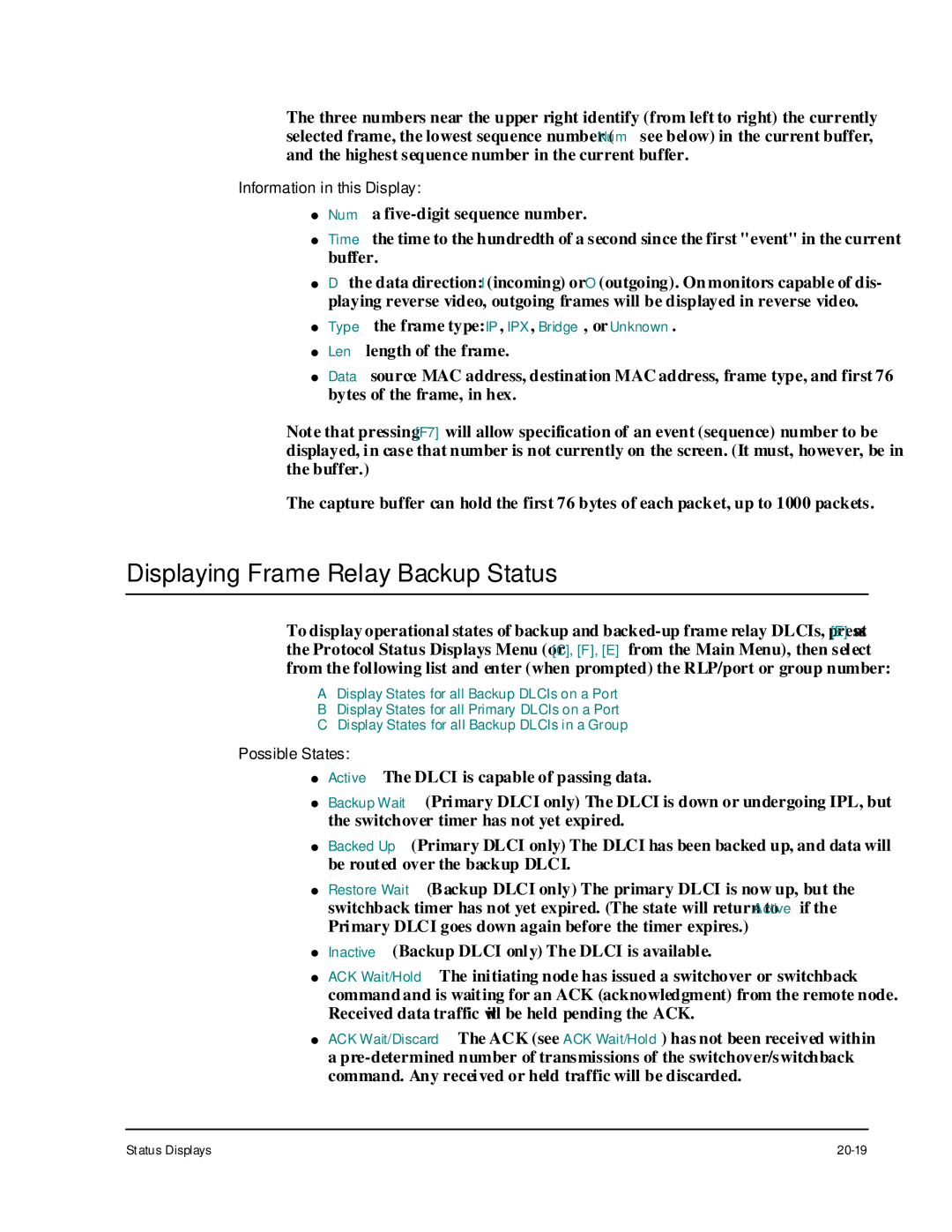 Cabletron Systems 1800 manual Displaying Frame Relay Backup Status 