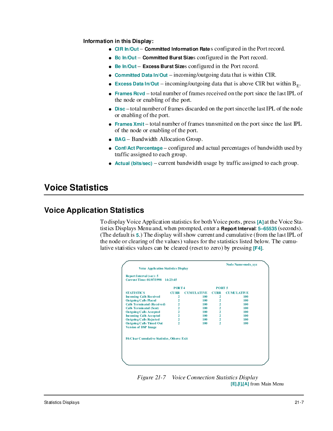 Cabletron Systems 1800 manual Voice Statistics, Voice Application Statistics 