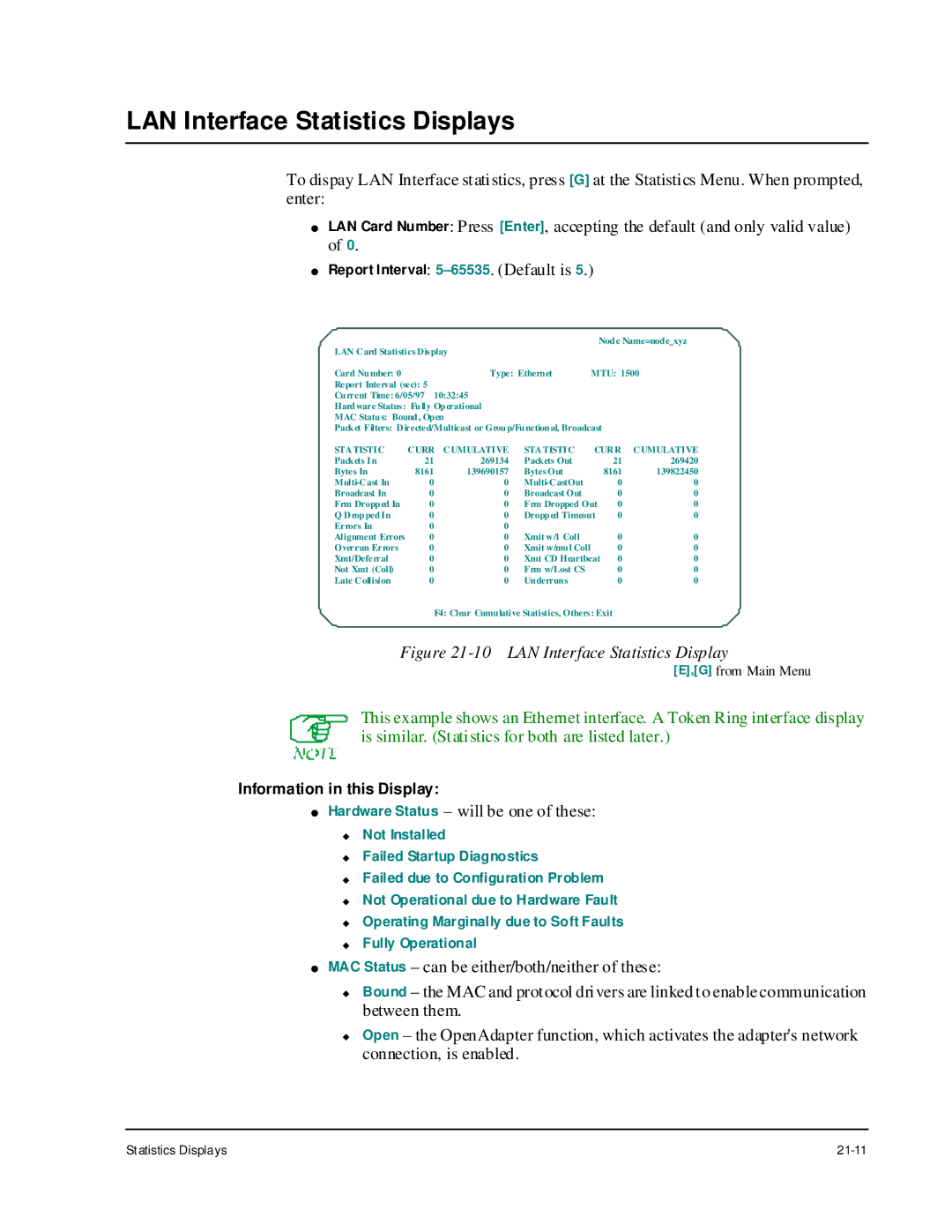 Cabletron Systems 1800 manual LAN Interface Statistics Displays 