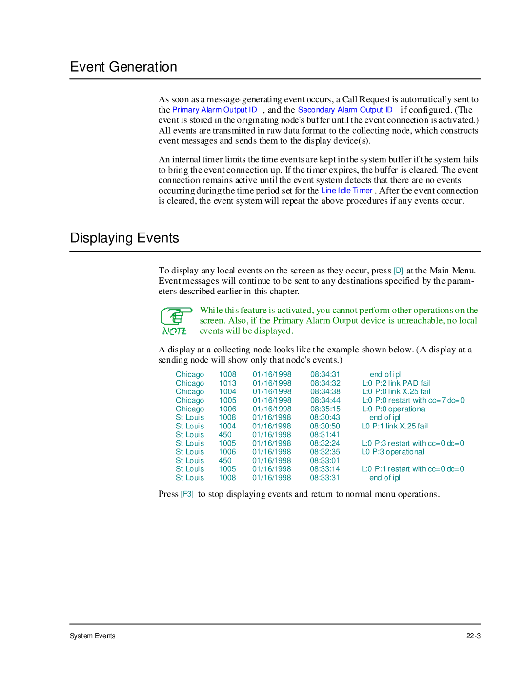 Cabletron Systems 1800 manual Event Generation, Displaying Events 