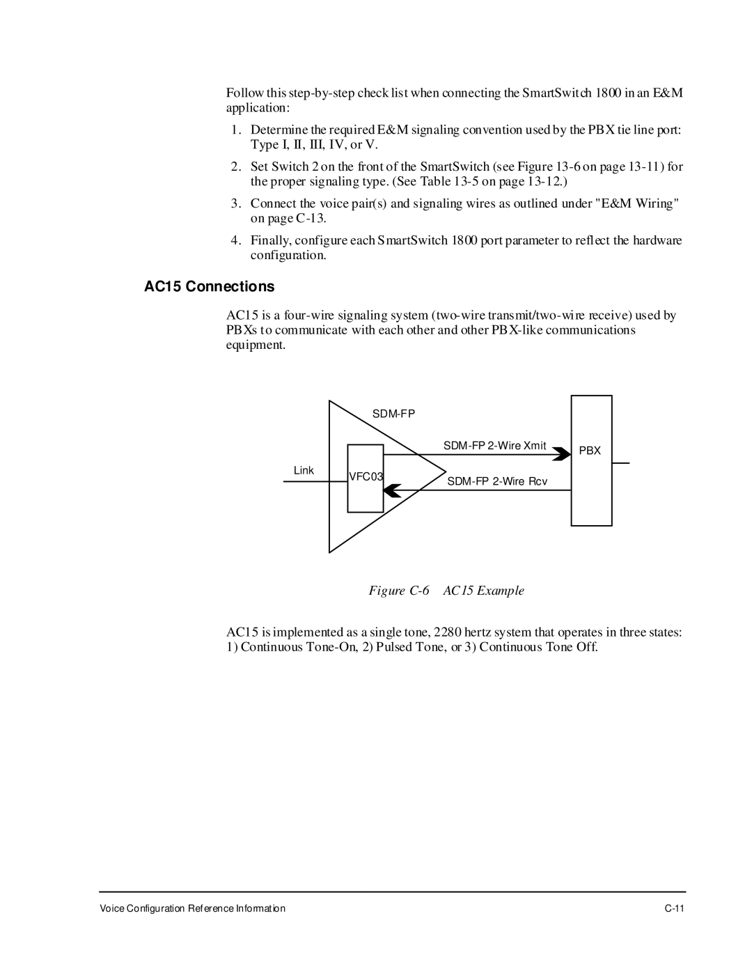 Cabletron Systems 1800 manual AC15 Connections, Figure C-6 AC15 Example 