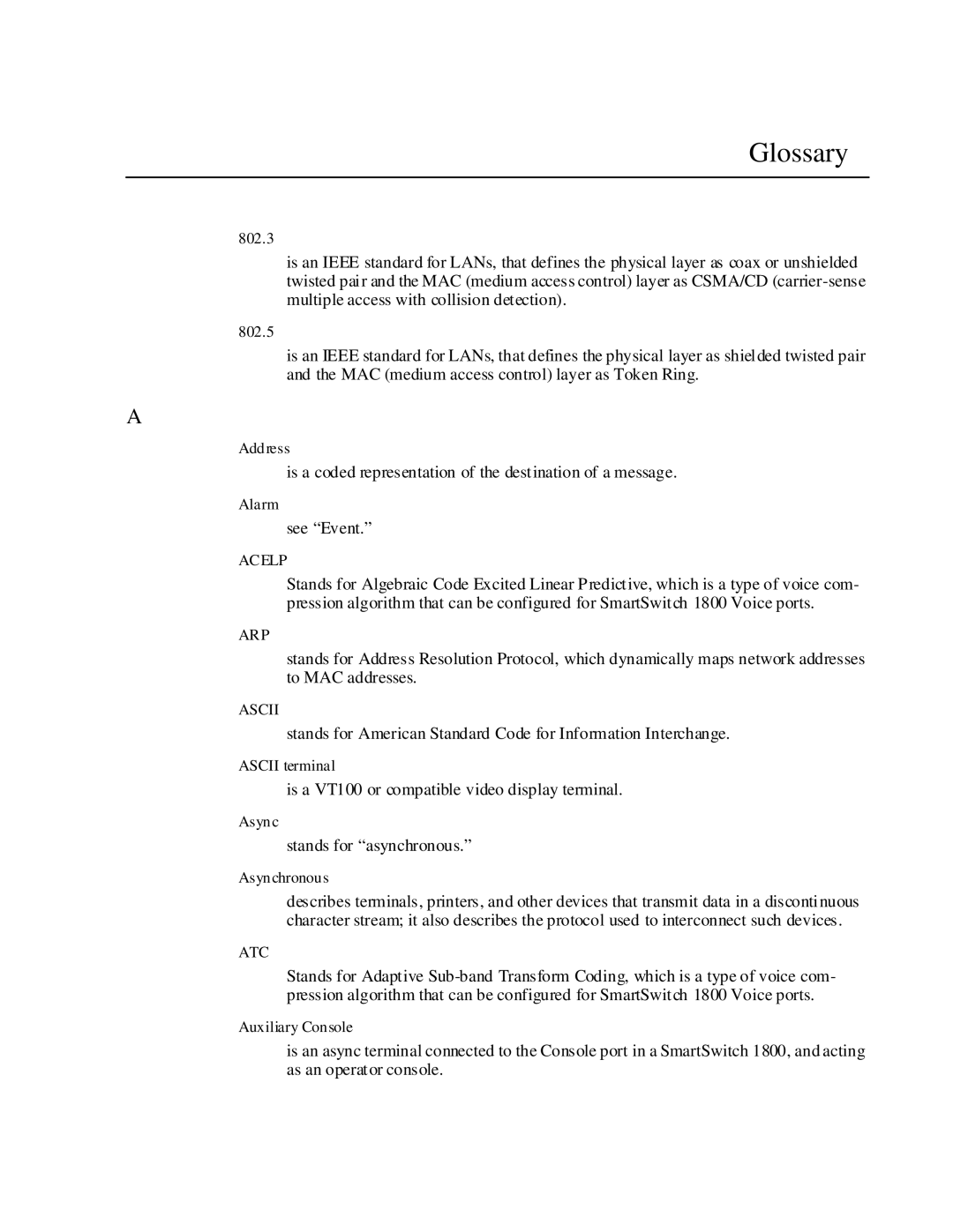 Cabletron Systems 1800 manual Glossary 