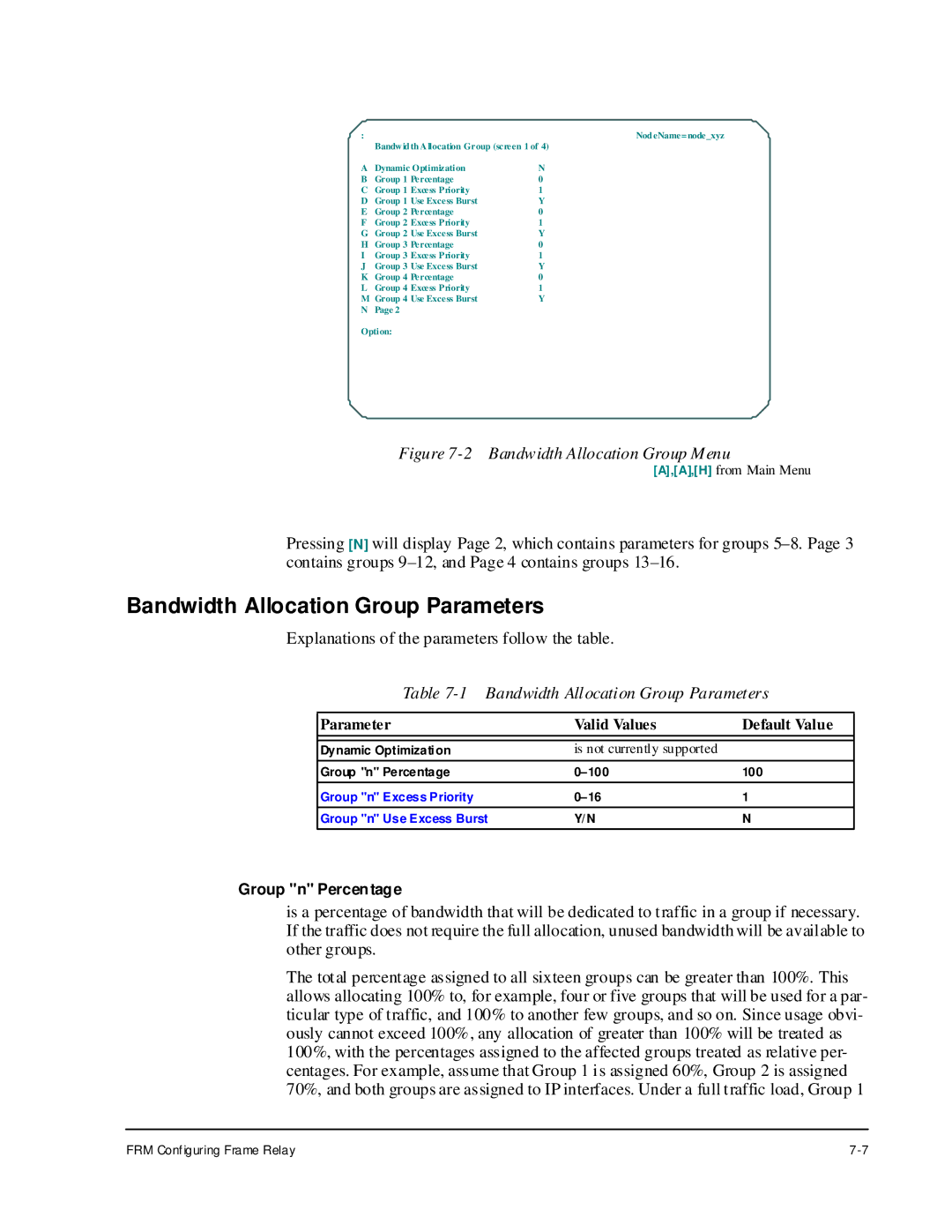 Cabletron Systems 1800 manual Bandwidth Allocation Group Parameters 