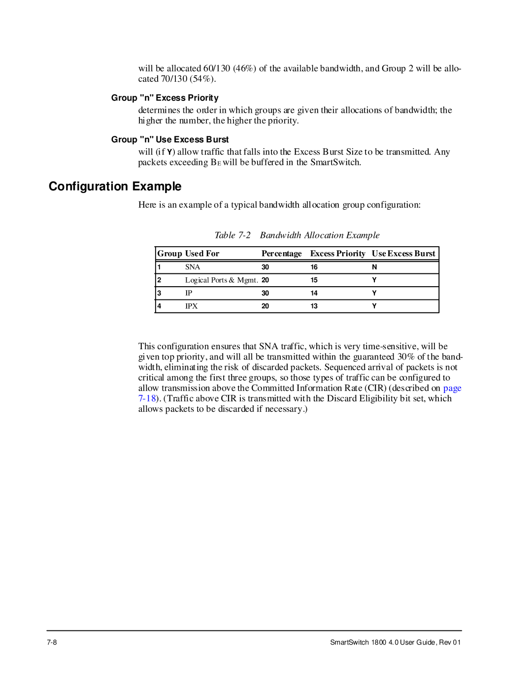 Cabletron Systems 1800 manual Configuration Example, Bandwidth Allocation Example 